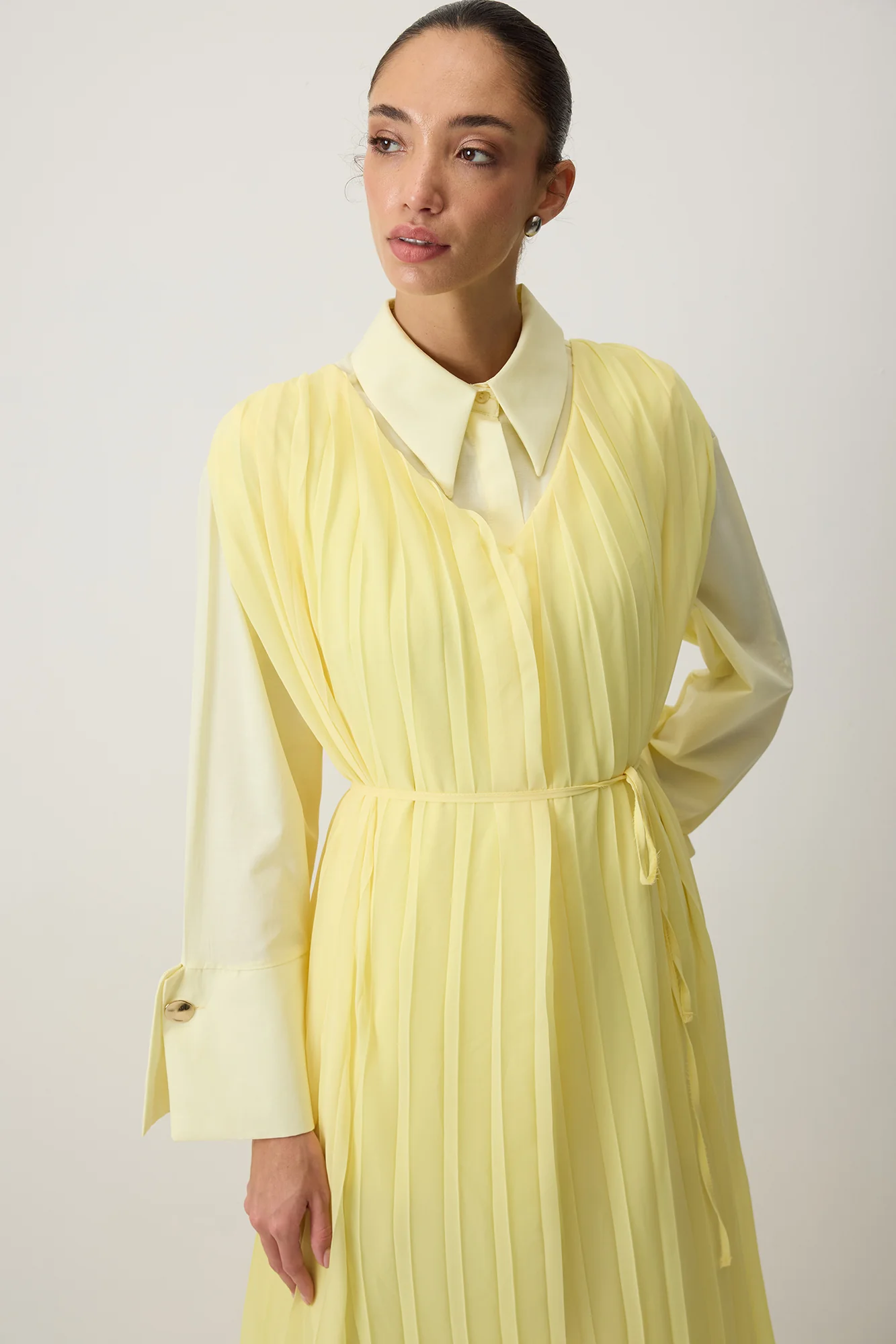 PLEATED CHIFFON DRESS - Image 3