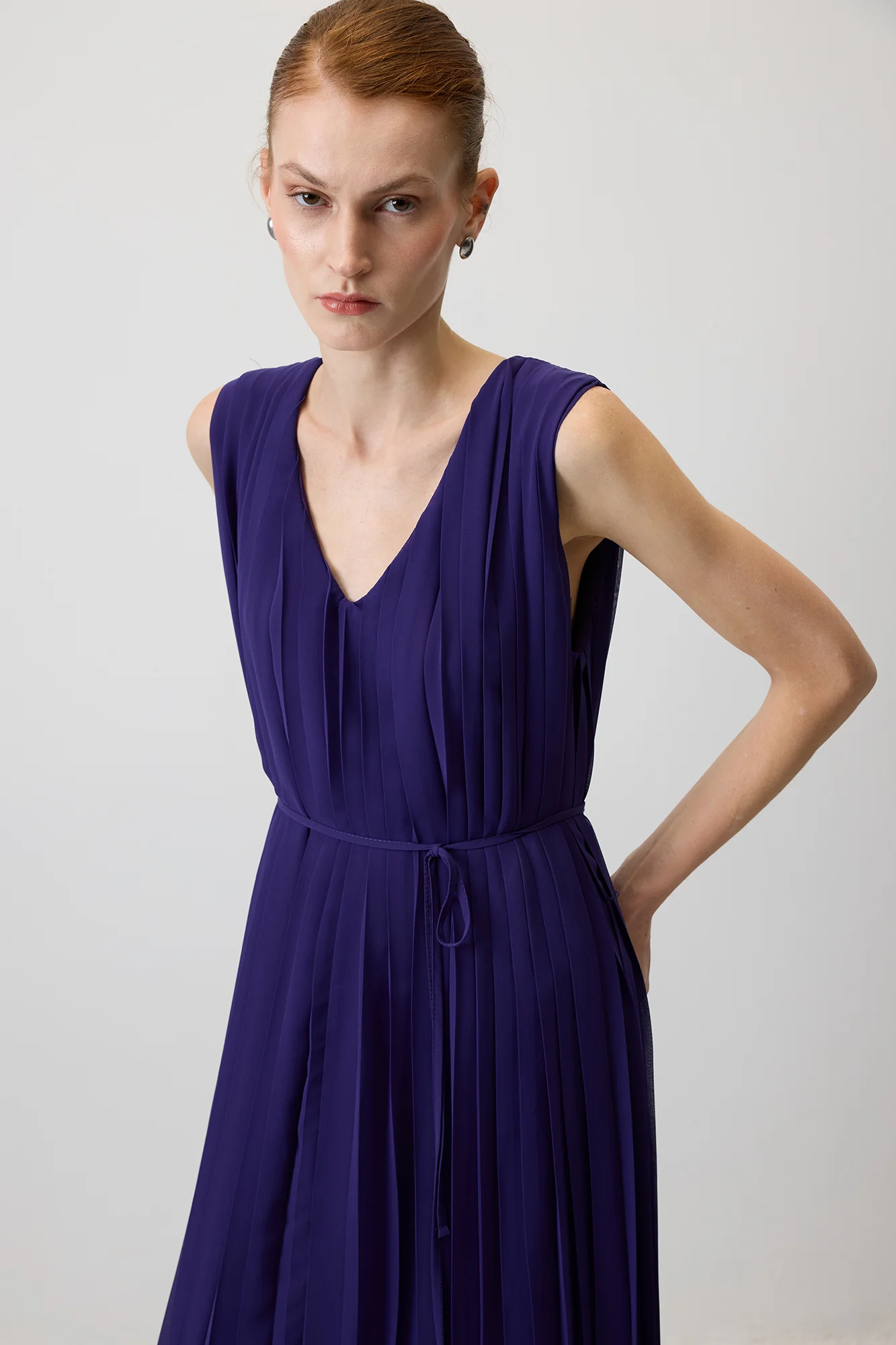 PLEATED CHIFFON DRESS - Image 3