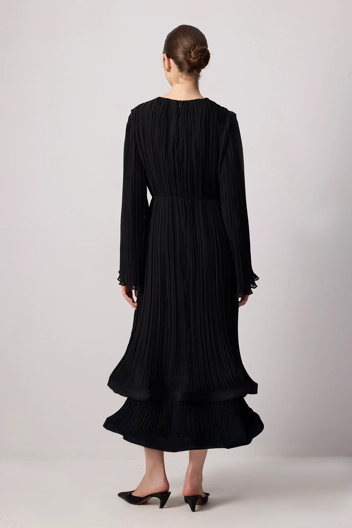 PLEATED CHIFFON DRESS WITH BINDING BELT - Image 5