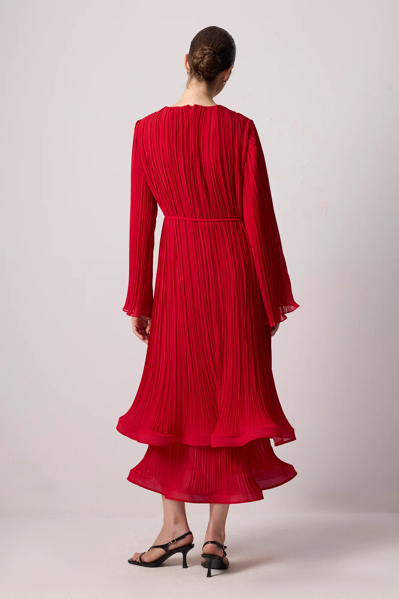 PLEATED CHIFFON DRESS WITH BINDING BELT - Image 5