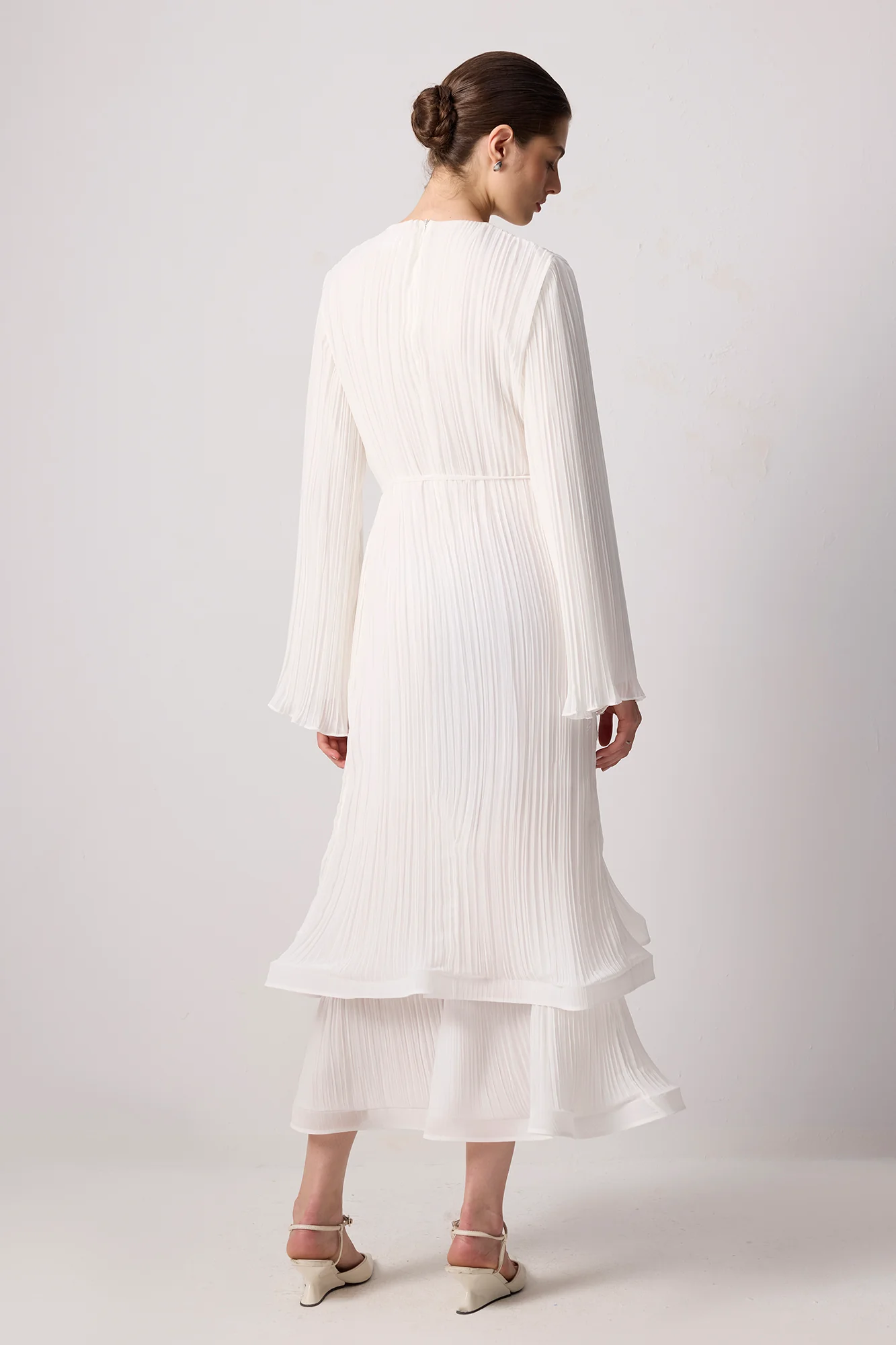 PLEATED CHIFFON DRESS WITH BINDING BELT - Image 5