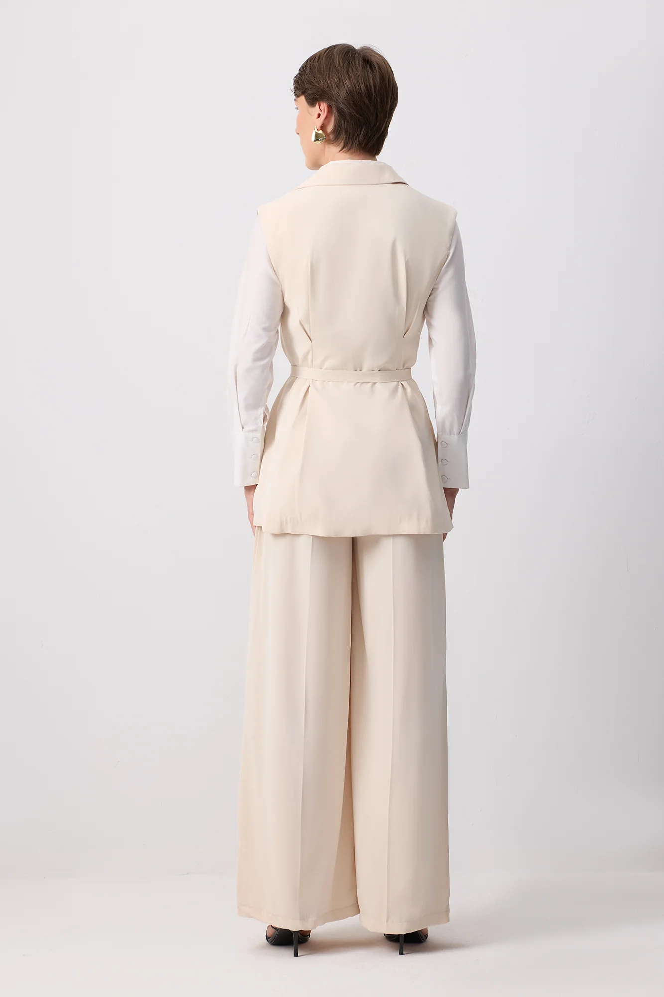 PLEATED DOUBLE BREASTED VEST PANTS SET - Image 4