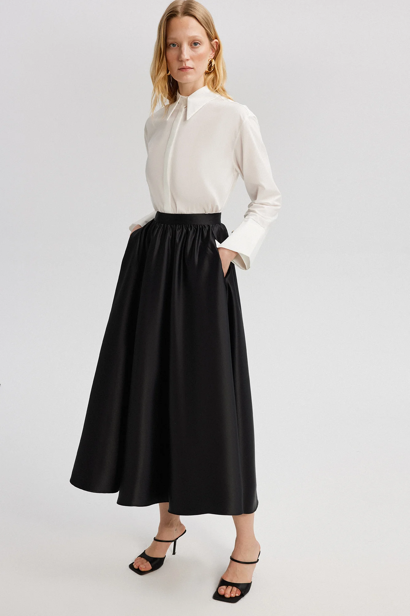 PLEATED SATIN SKIRT - Image 5