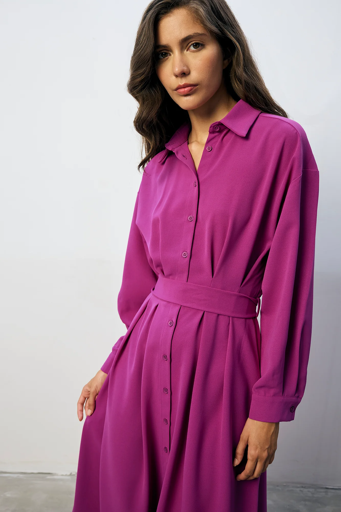 PLEATED SHIRT DRESS - Image 2