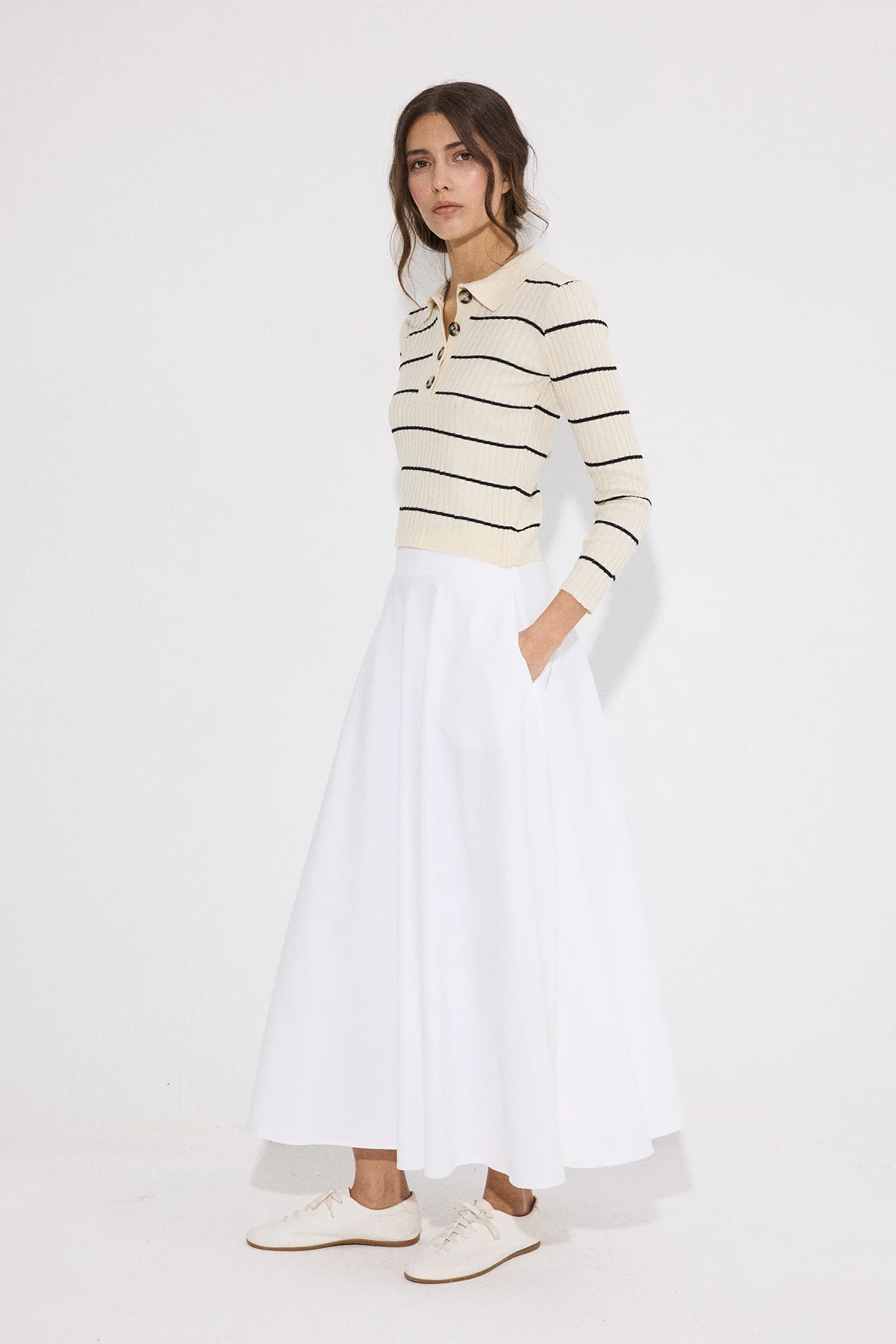 POLO COLLAR STRİPED KNİT SWEATER - Image 4