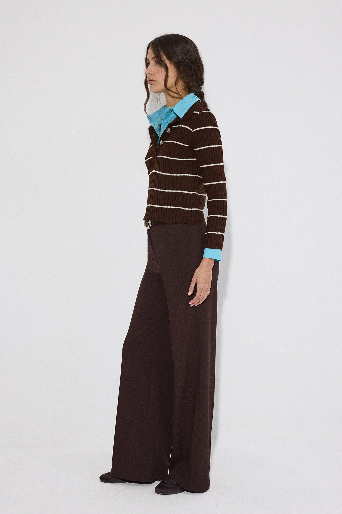 POLO COLLAR STRİPED KNİT SWEATER - Image 4