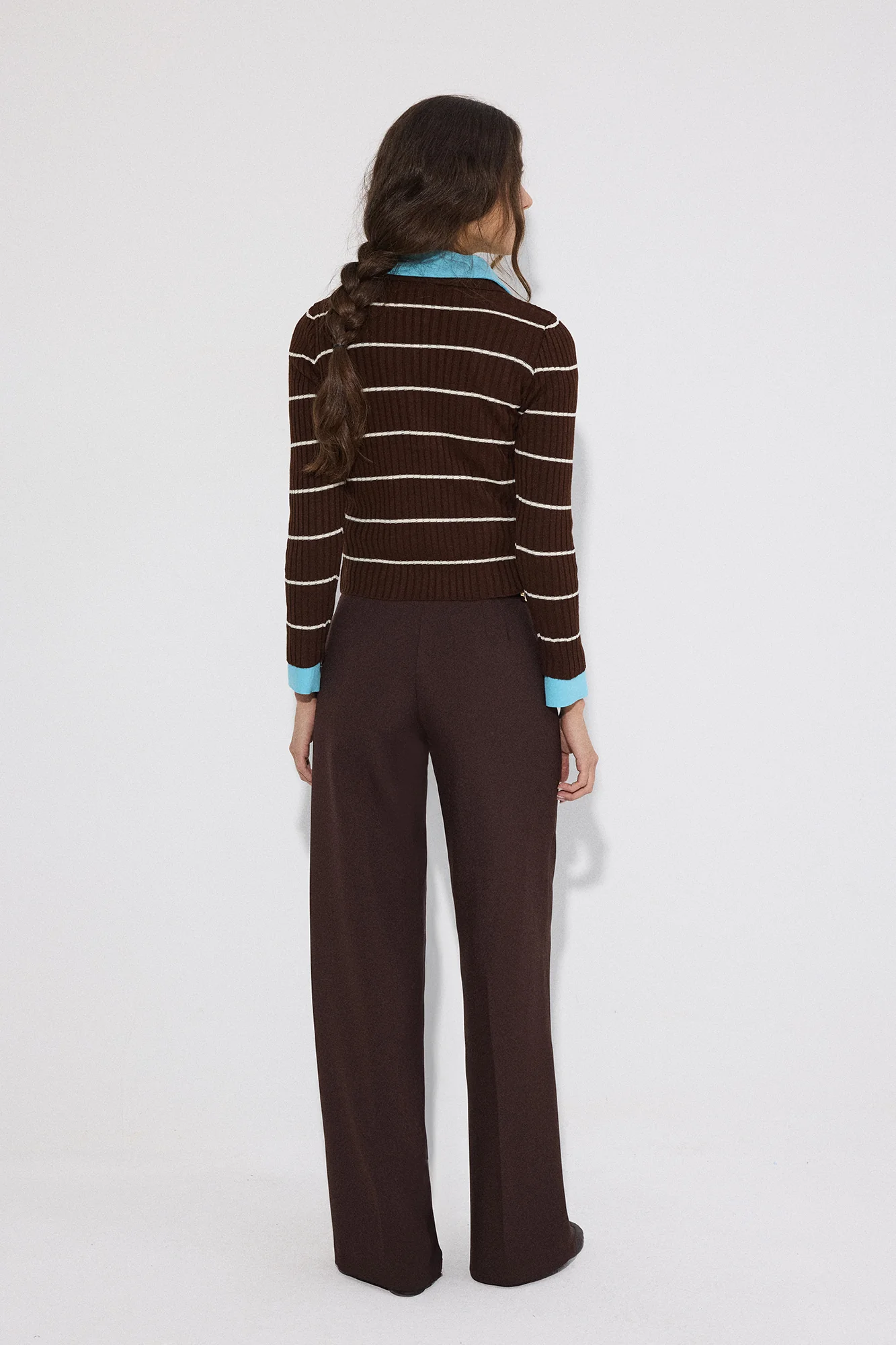 POLO COLLAR STRİPED KNİT SWEATER - Image 5