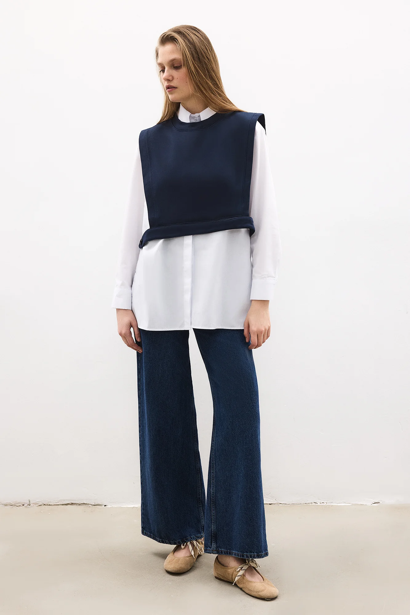 POPLIN SHIRT WITH KNITTED SWEATER - Image 3
