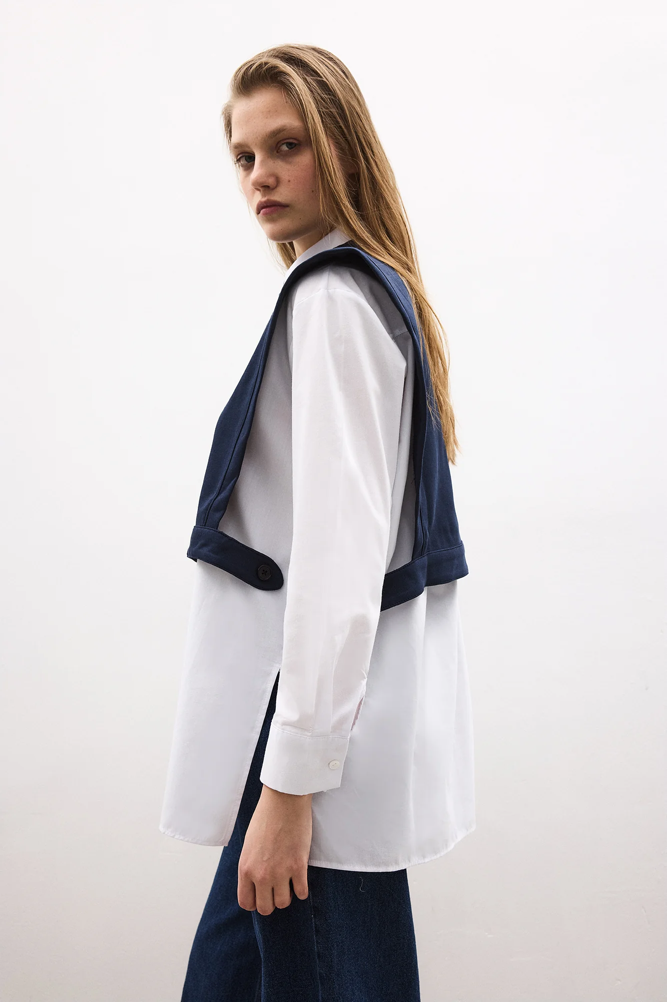 POPLIN SHIRT WITH KNITTED SWEATER - Image 4