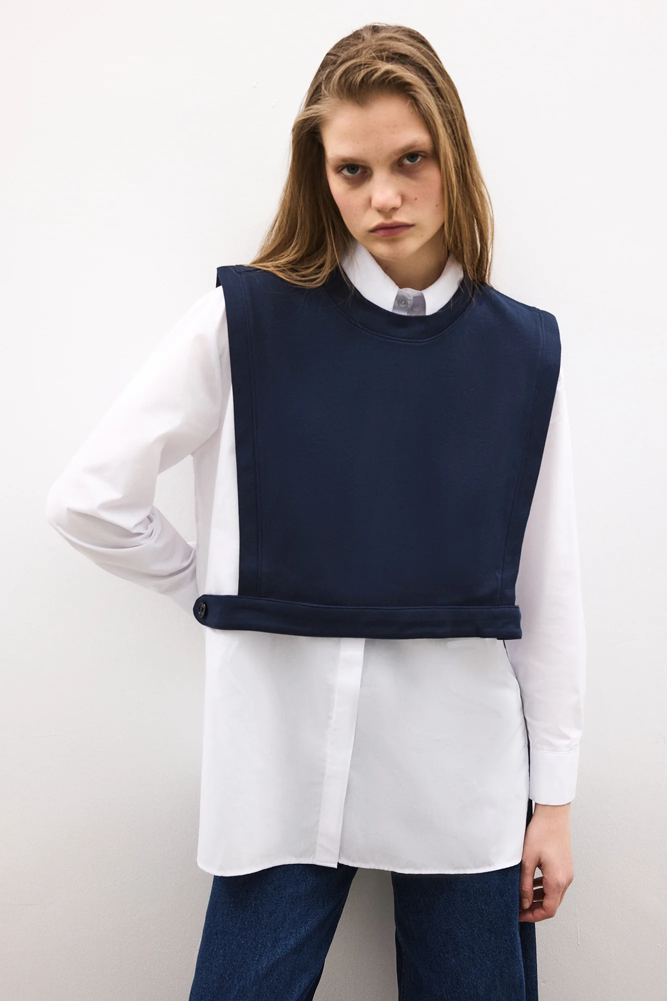 POPLIN SHIRT WITH KNITTED SWEATER - Image 6