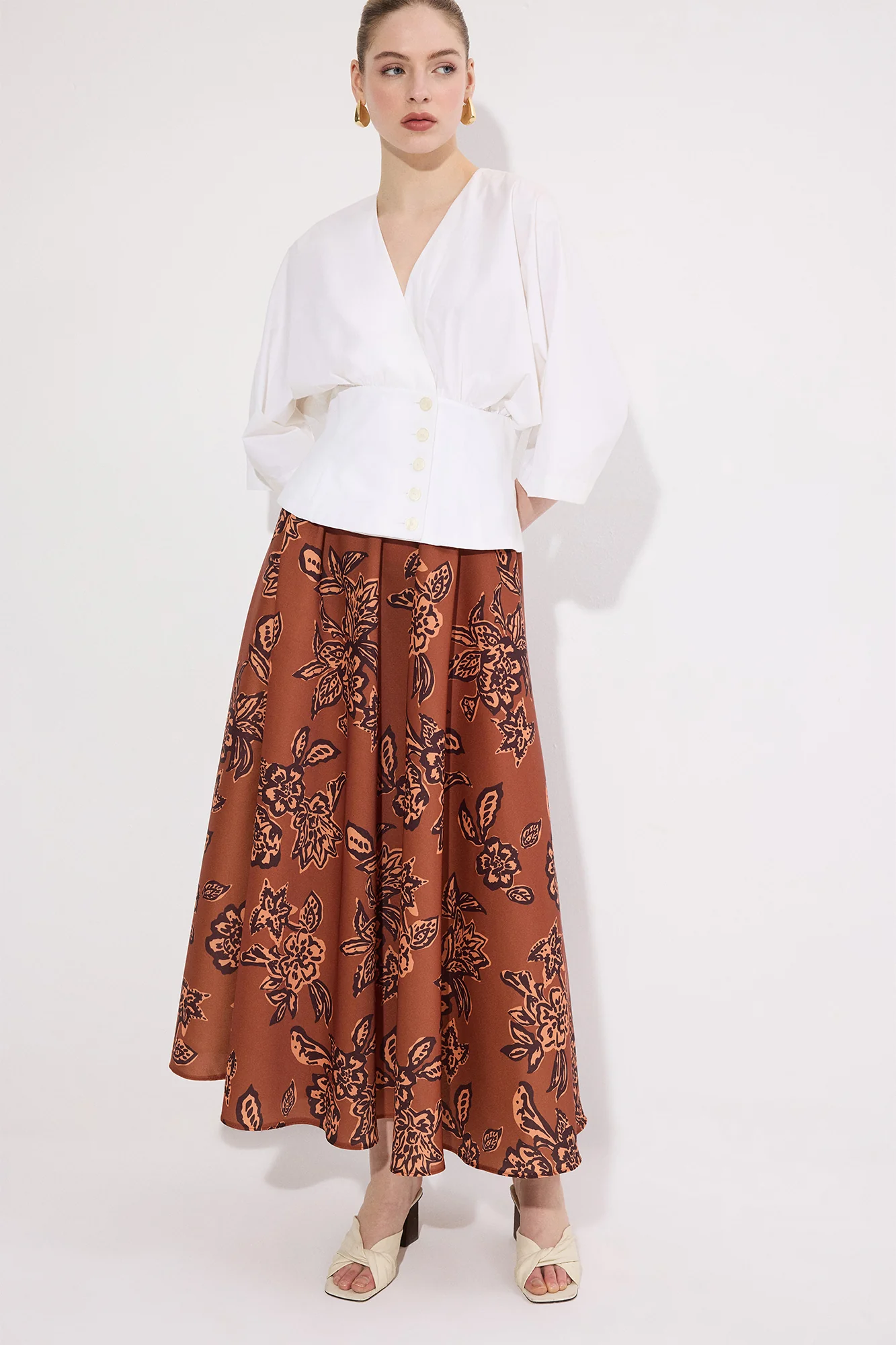 PRINTED SATIN SKIRT - Image 4