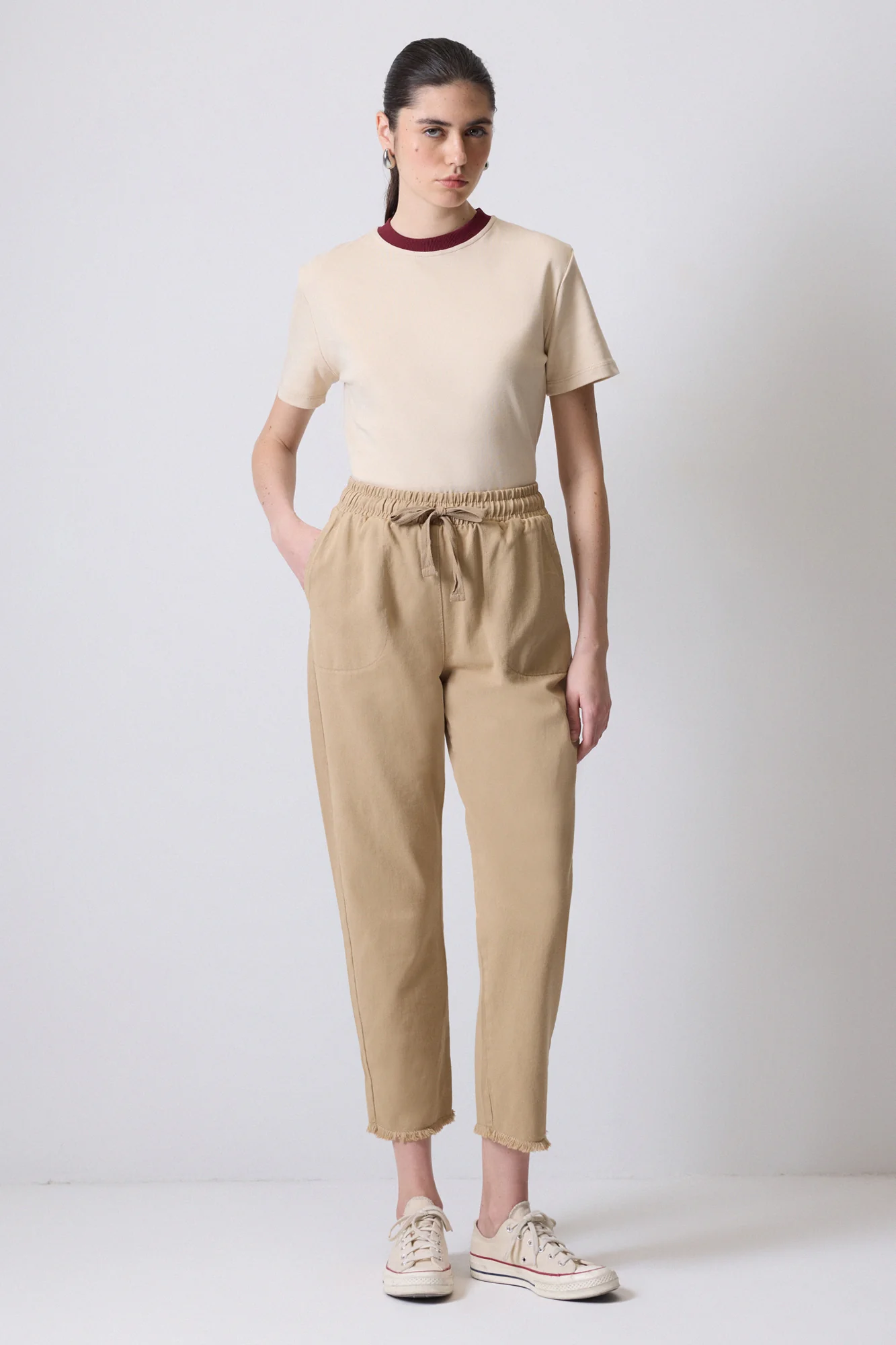 100% COTTON RIBBED COLLAR SHORT SLEEVE T-SHIRT - Image 2