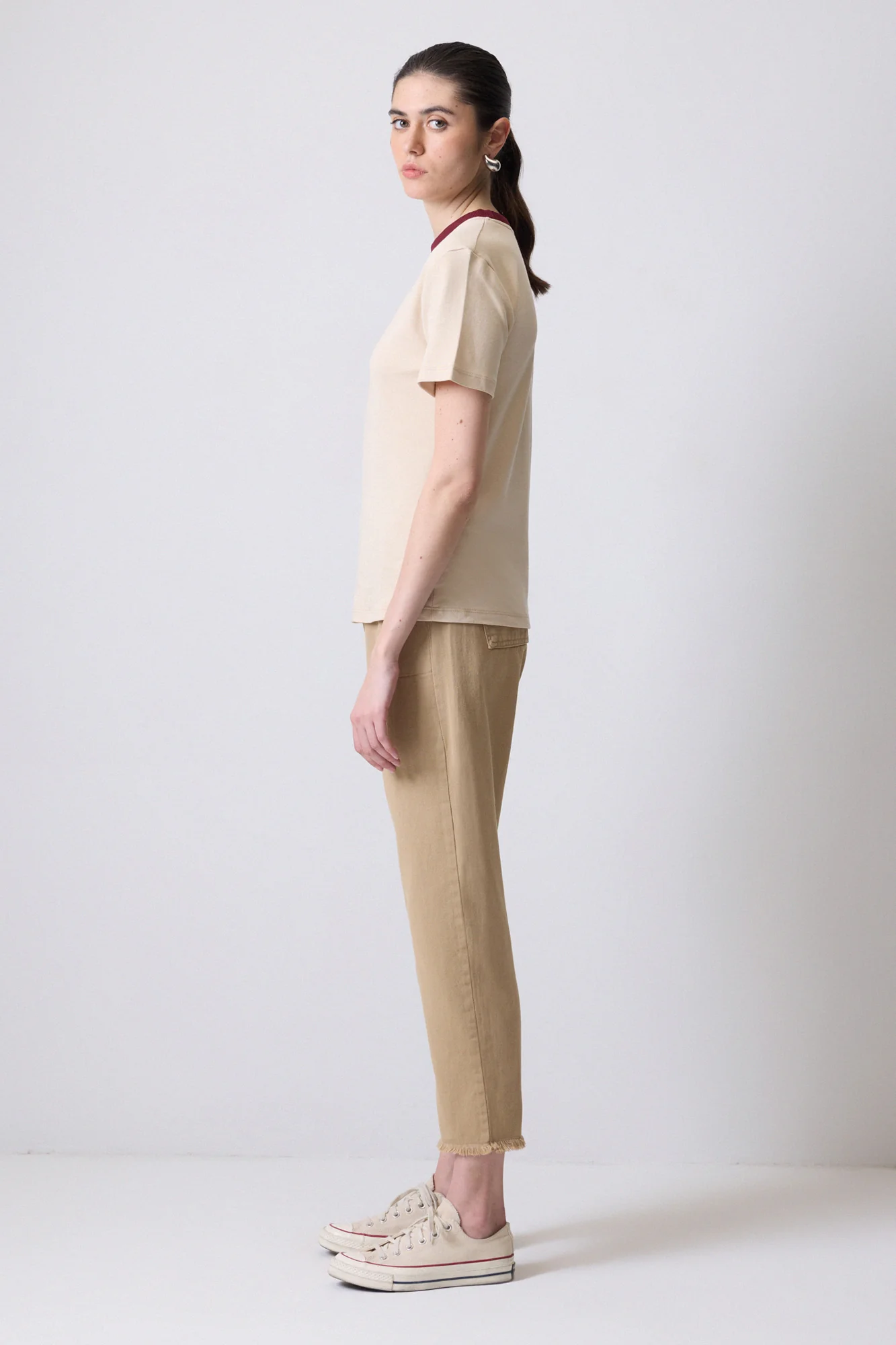 100% COTTON RIBBED COLLAR SHORT SLEEVE T-SHIRT - Image 3