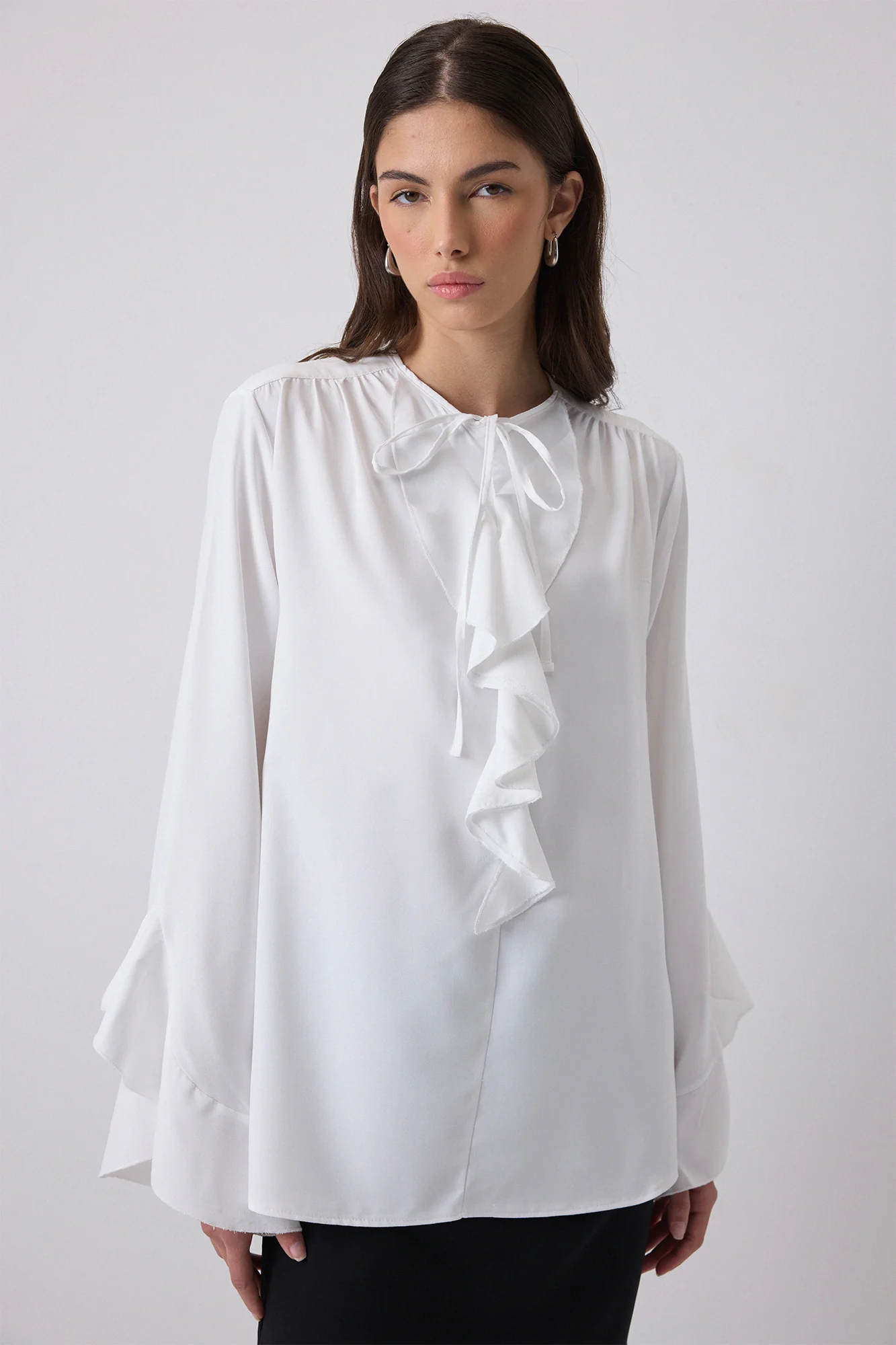 RUFFLE DETAILED CHIFFON BLOUSE - Image 3