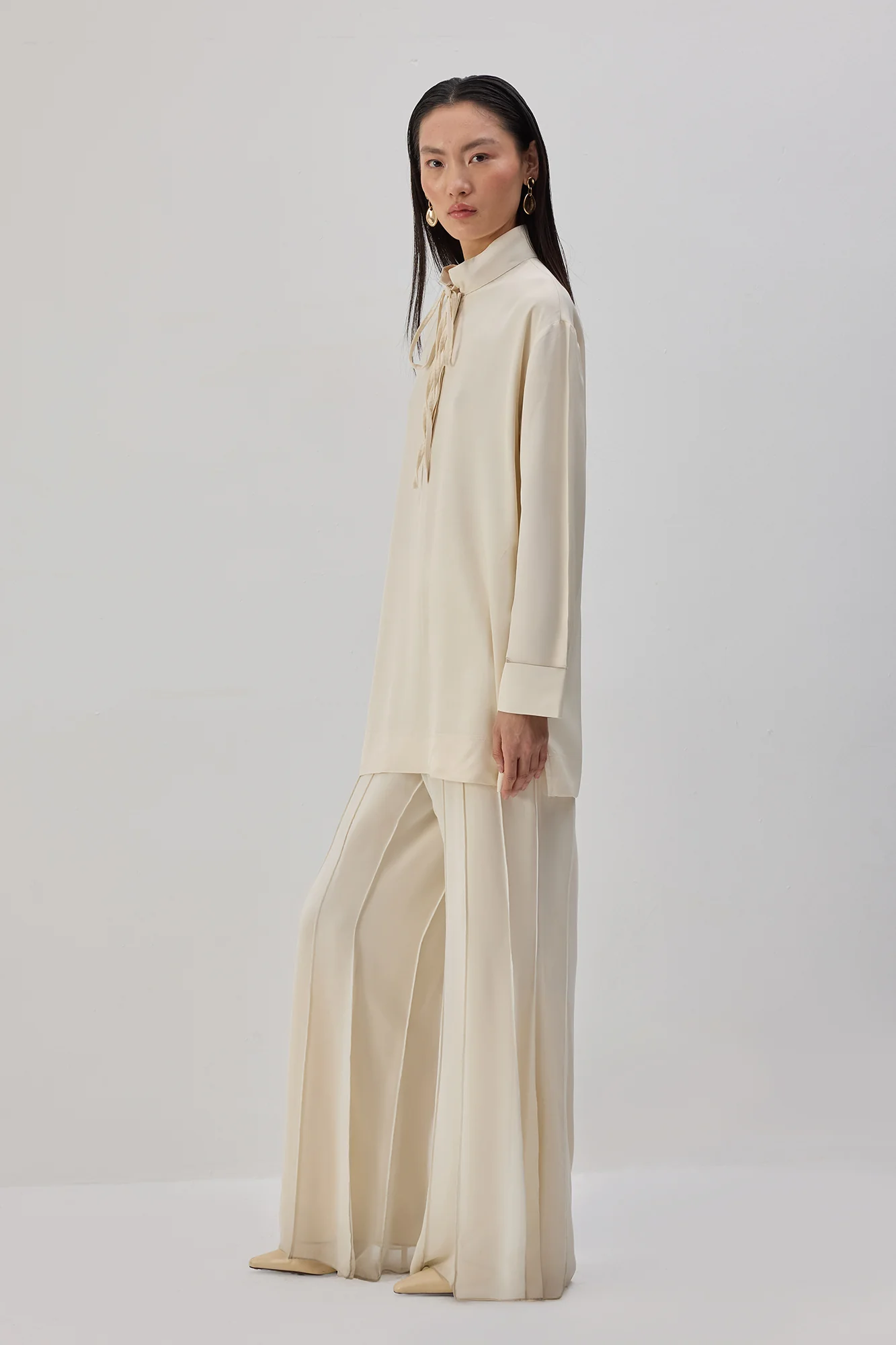 DRAPED TUNIC WITH TIE-COLLAR - Image 5