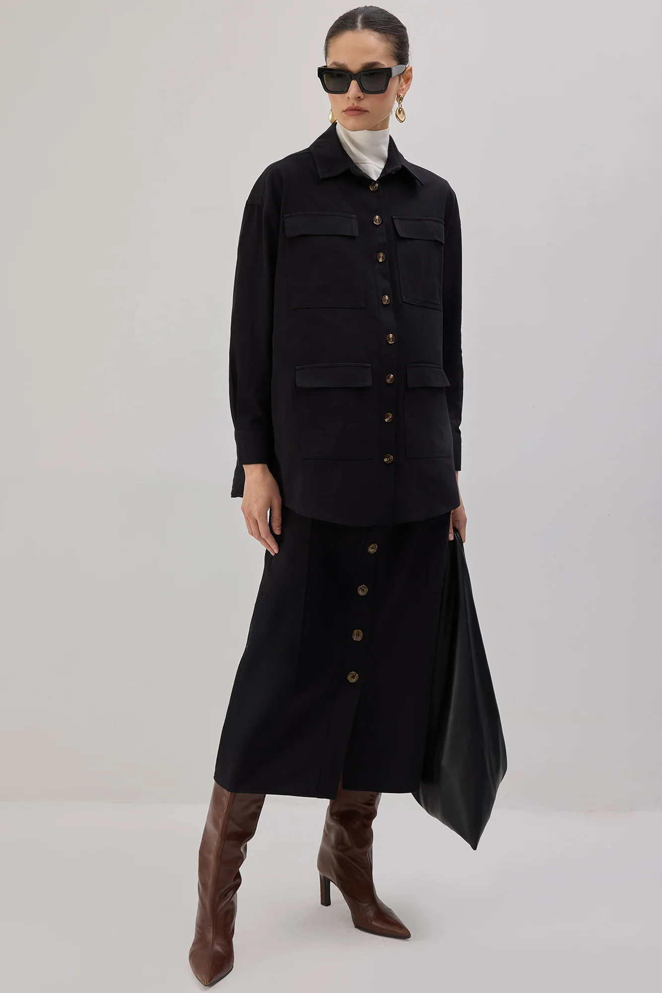 GABARDINE SHIRT WITH CARGO POCKET