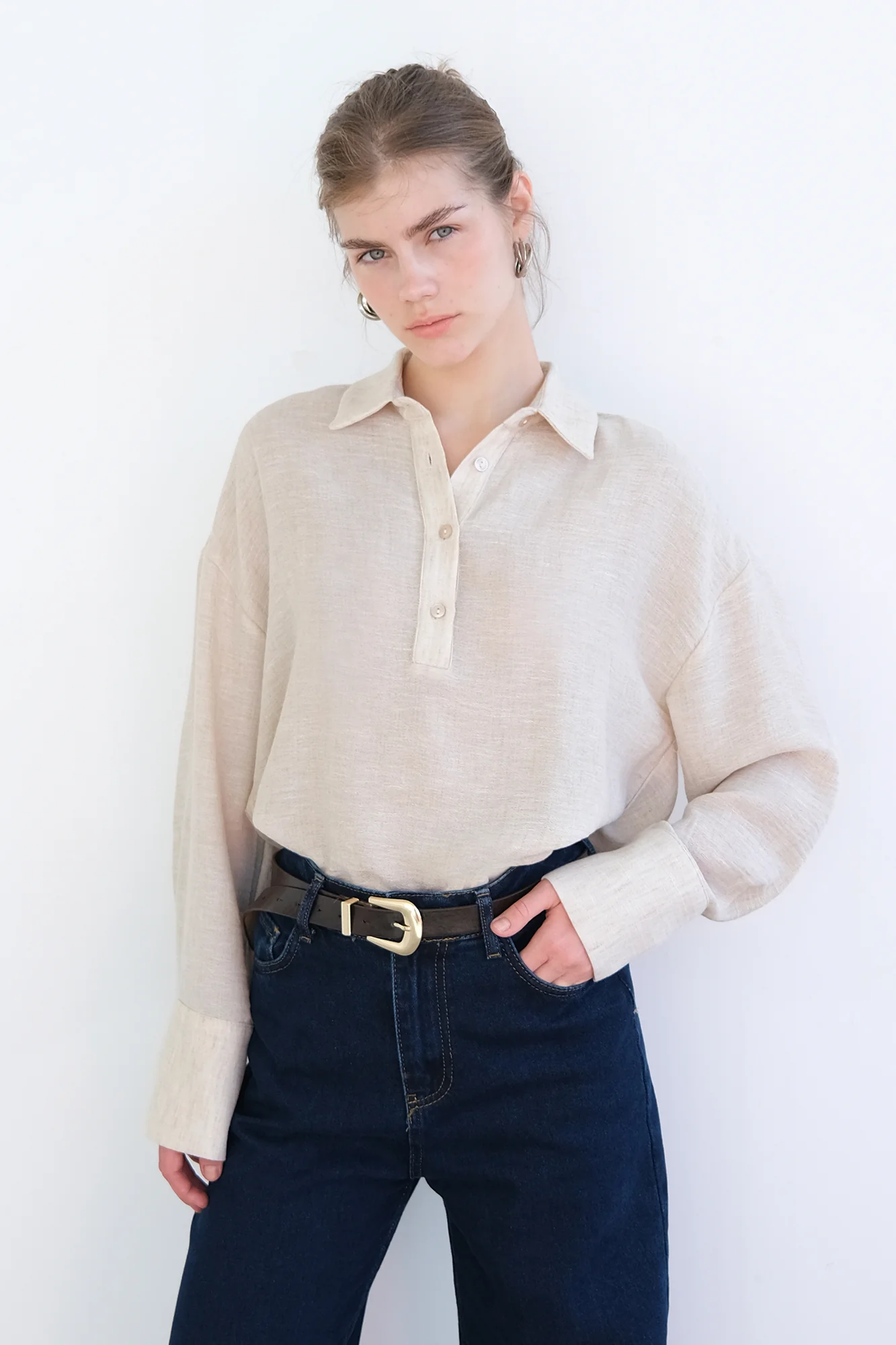 SHIRT COLLAR MELANGE TUNIC - Image 12