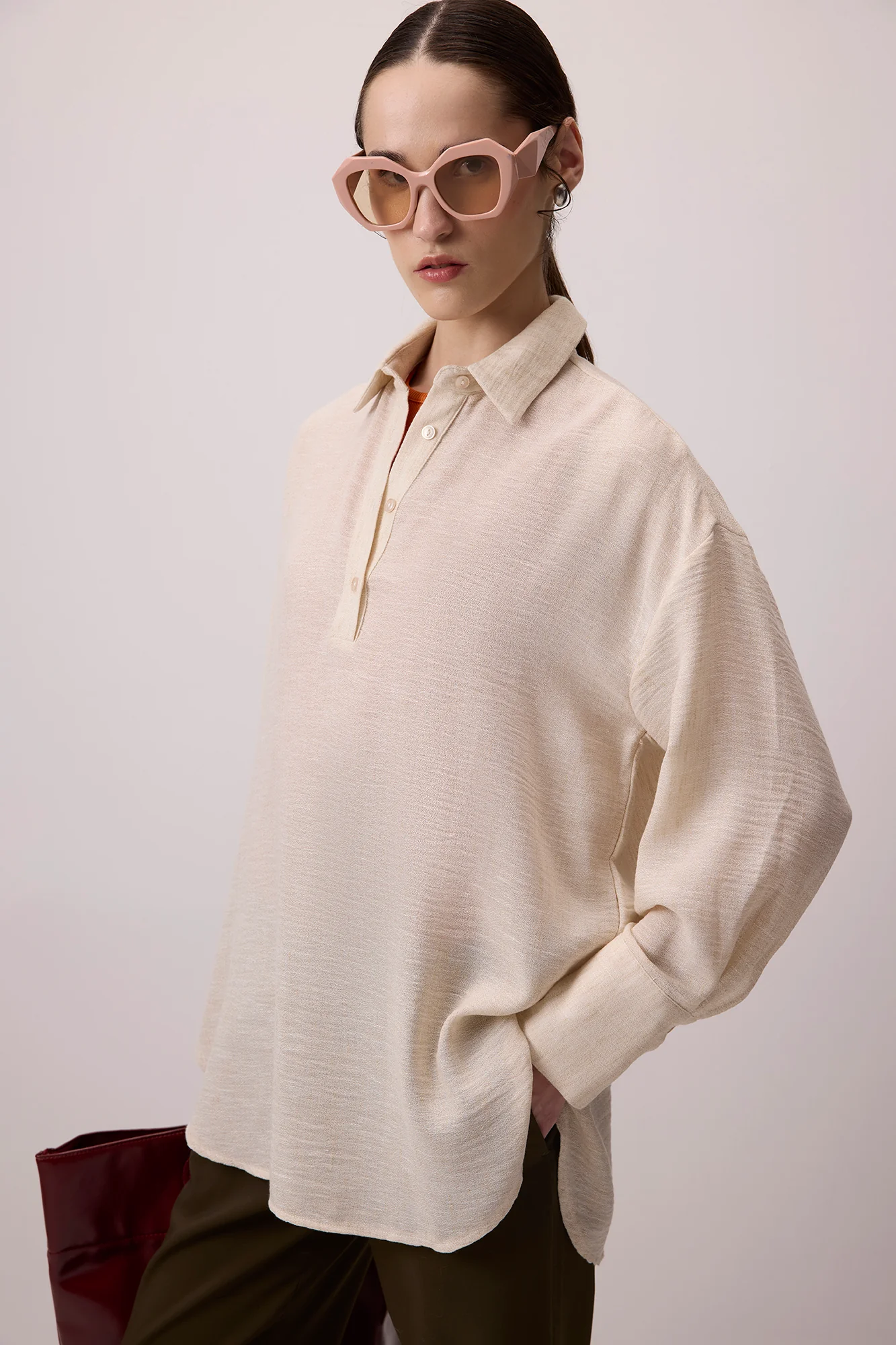 SHIRT COLLAR MELANGE TUNIC - Image 3