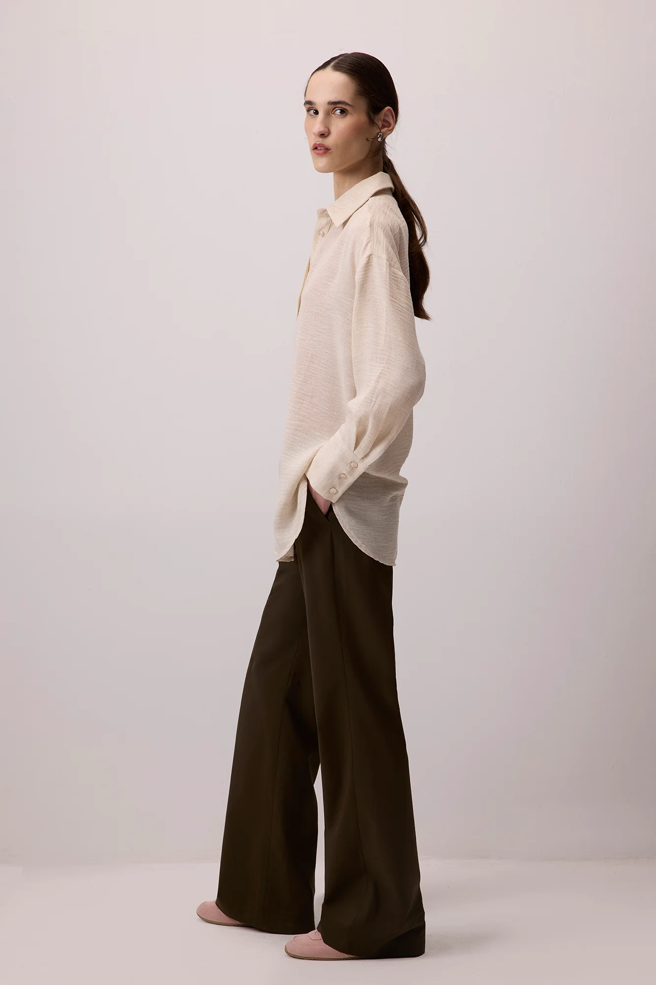 SHIRT COLLAR MELANGE TUNIC - Image 4