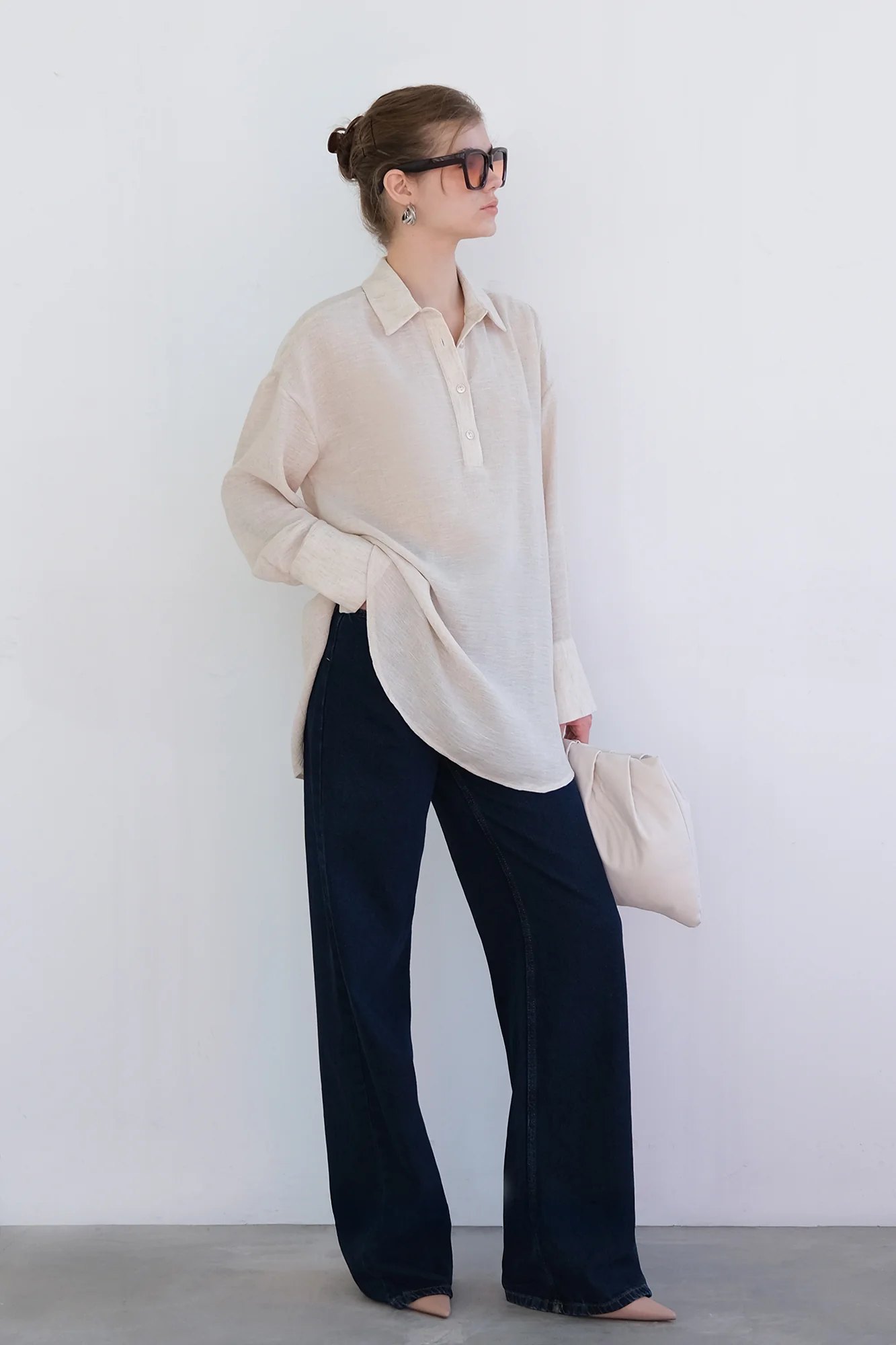 SHIRT COLLAR MELANGE TUNIC - Image 8