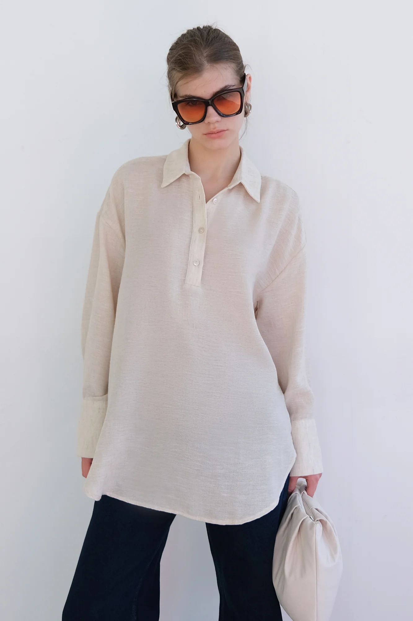 SHIRT COLLAR MELANGE TUNIC - Image 9