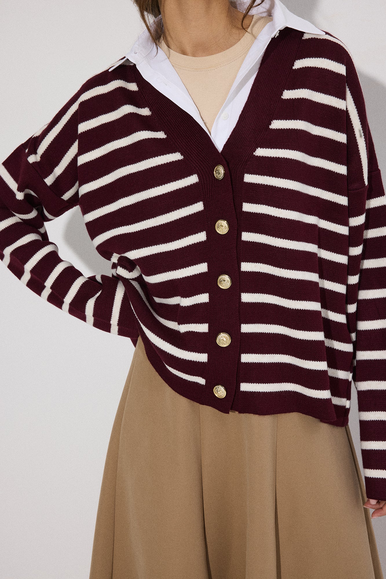 SHIRT DETAILED STRIPED CARDIGAN - Image 4