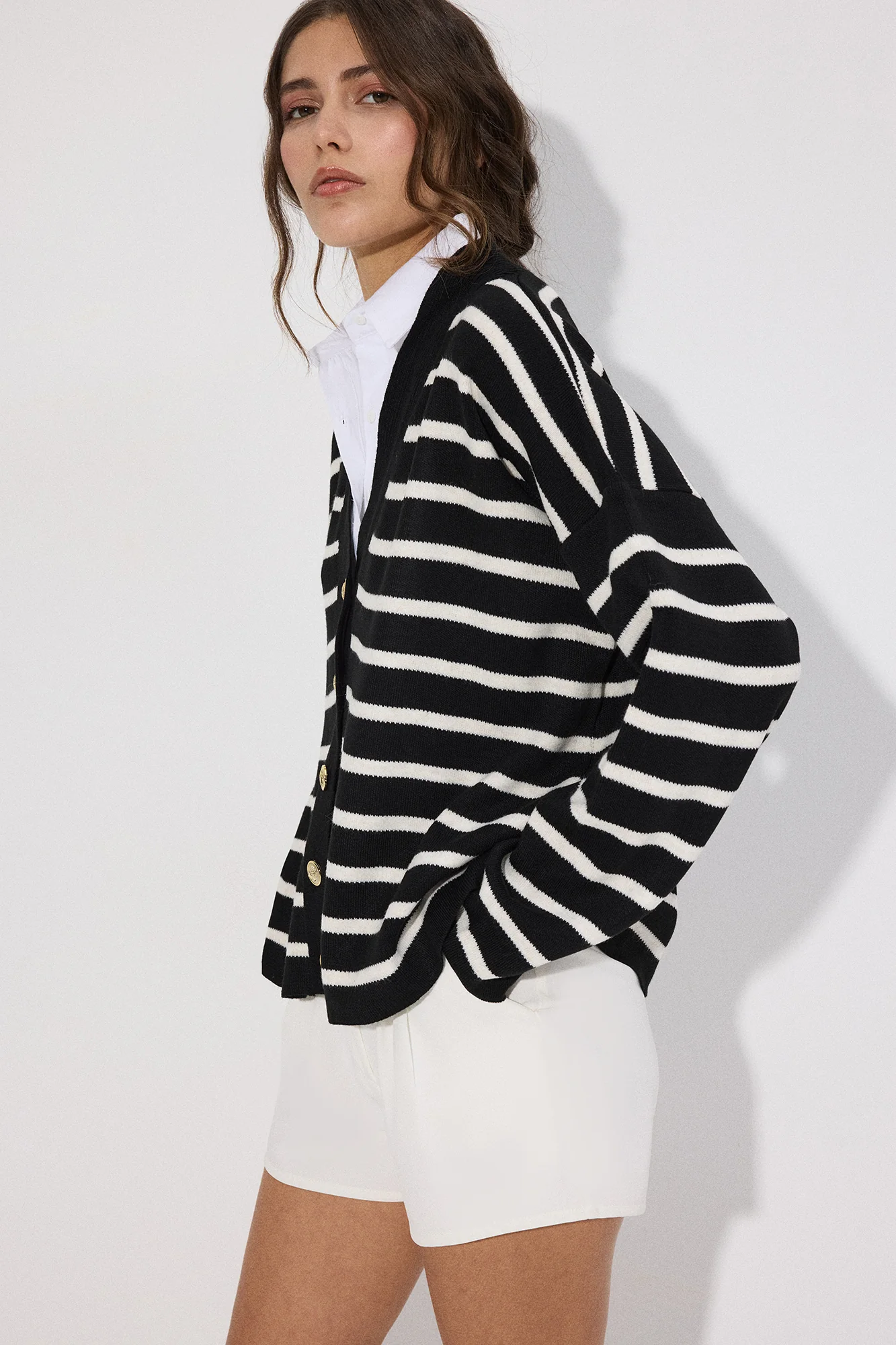 SHIRT DETAILED STRIPED CARDIGAN - Image 4