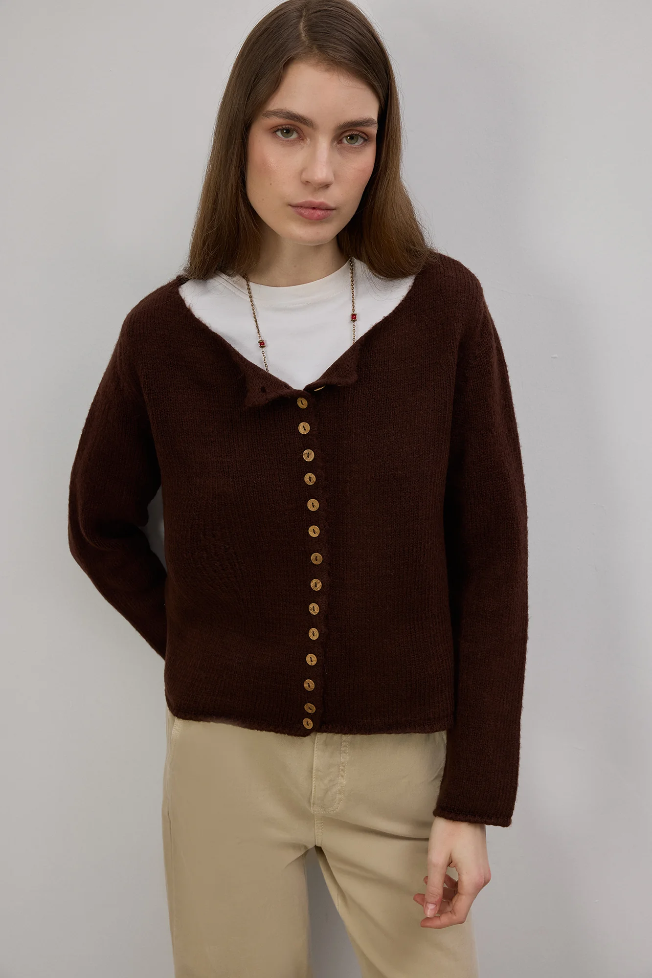 SHORT BUTTONED KNITTED CARDIGAN - Image 3