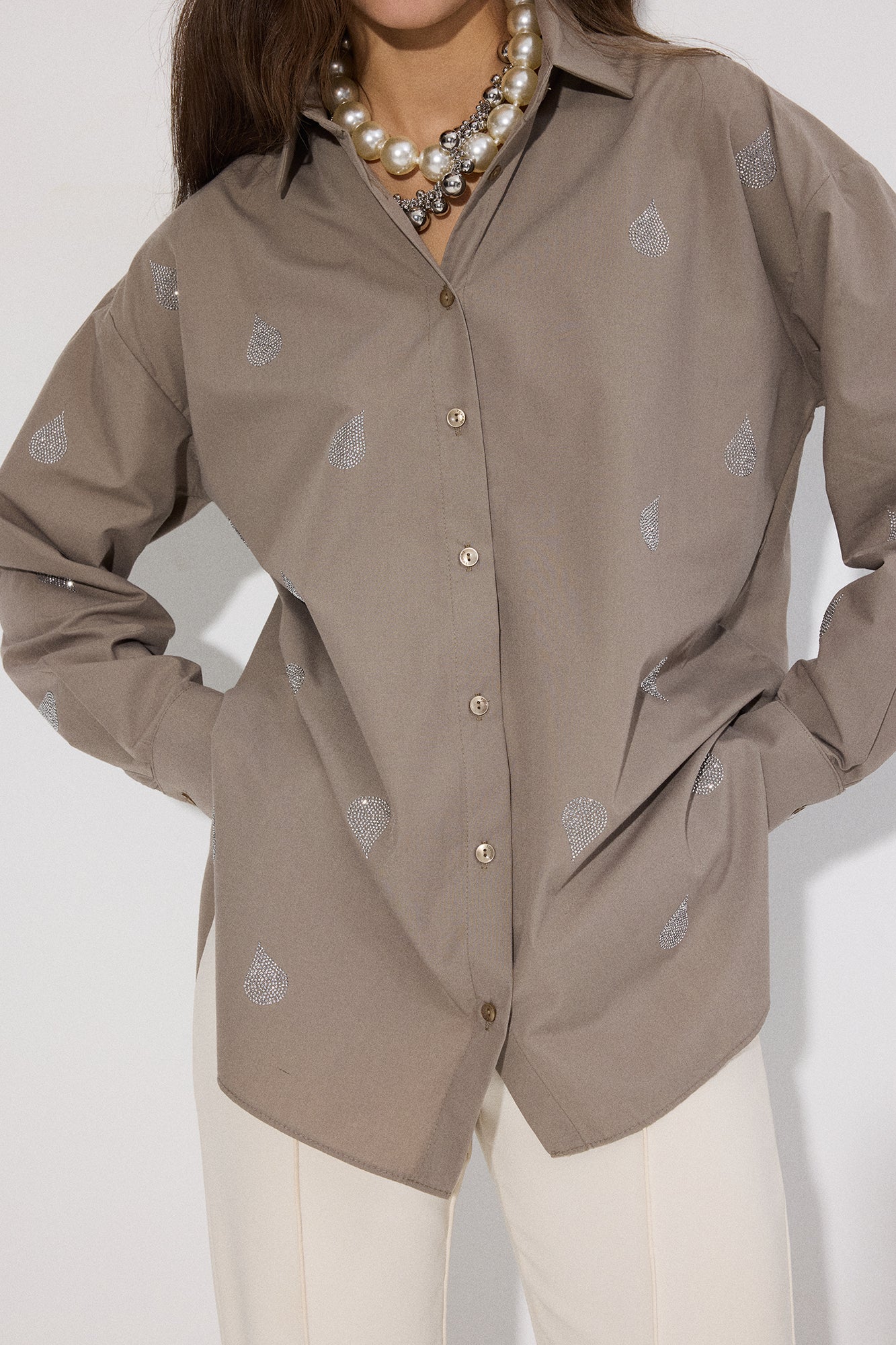 STONE EMBELLISHED POPLIN SHIRT - Image 3