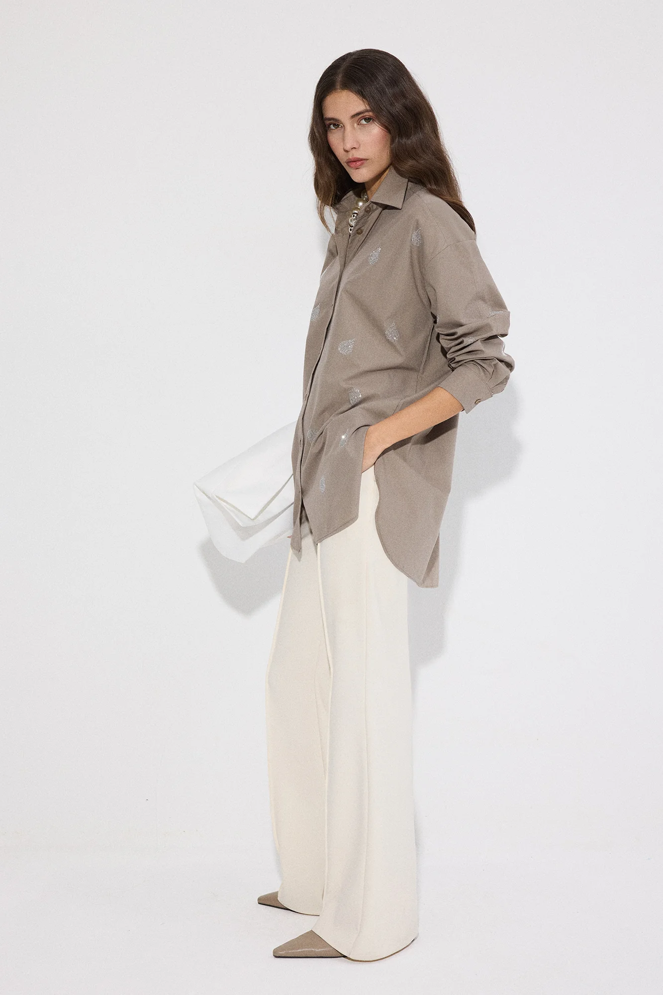 STONE EMBELLISHED POPLIN SHIRT - Image 4