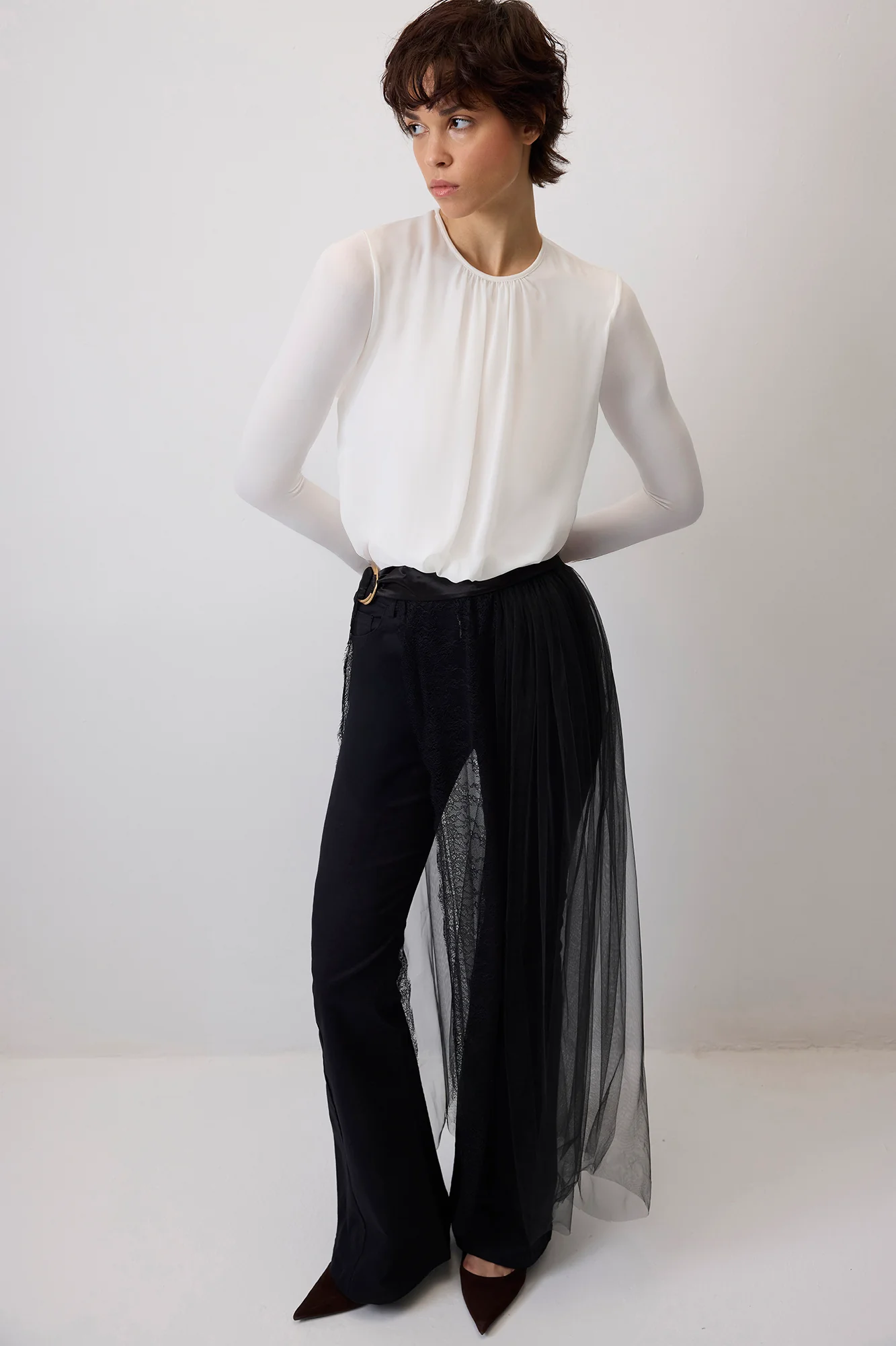 RUCHED CHIFFON SNAP BODYSUIT - Image 2