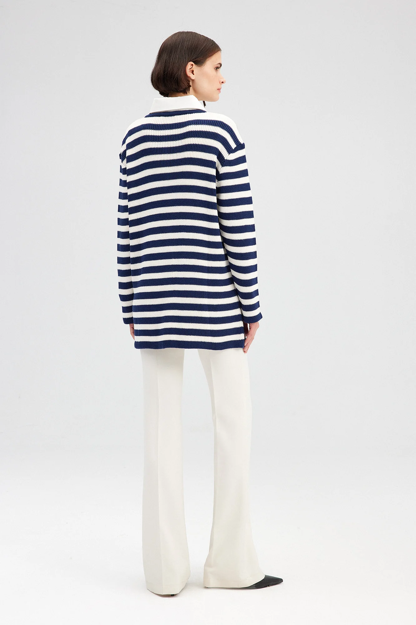 STRIPED LONG CARDIGAN WITH GOLD BUTTONS - Image 7