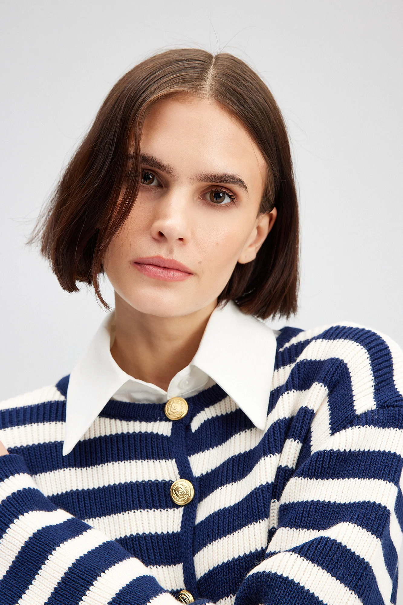 STRIPED LONG CARDIGAN WITH GOLD BUTTONS - Image 8