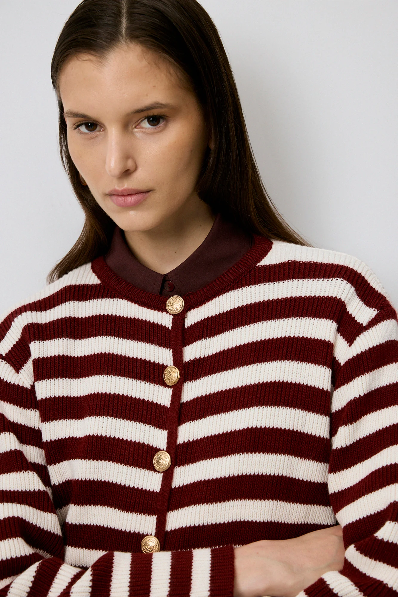 STRIPED LONG CARDIGAN WITH GOLD BUTTONS - Image 12