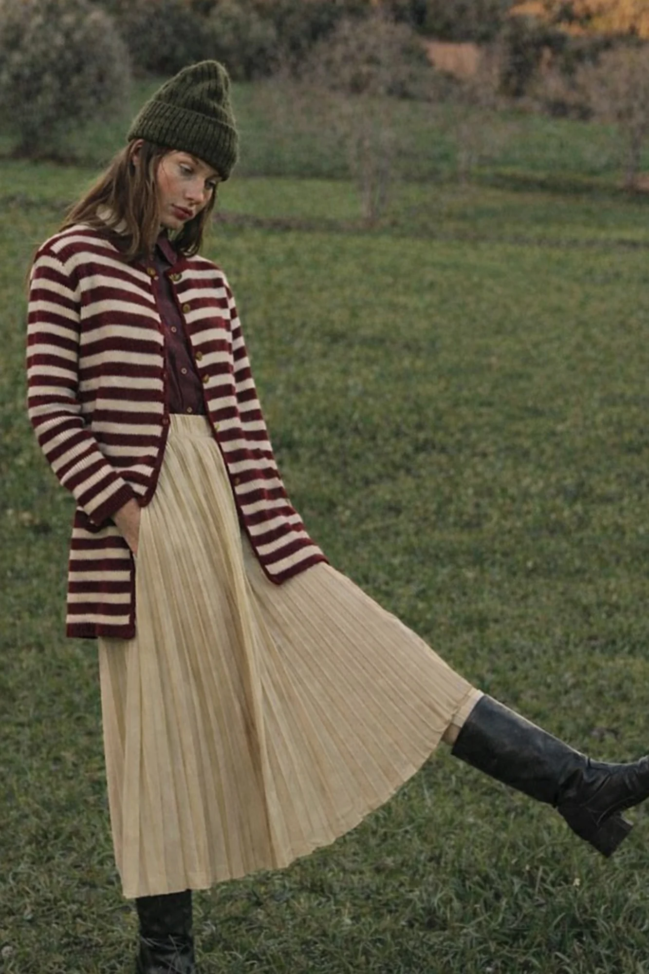 STRIPED LONG CARDIGAN WITH GOLD BUTTONS - Image 3