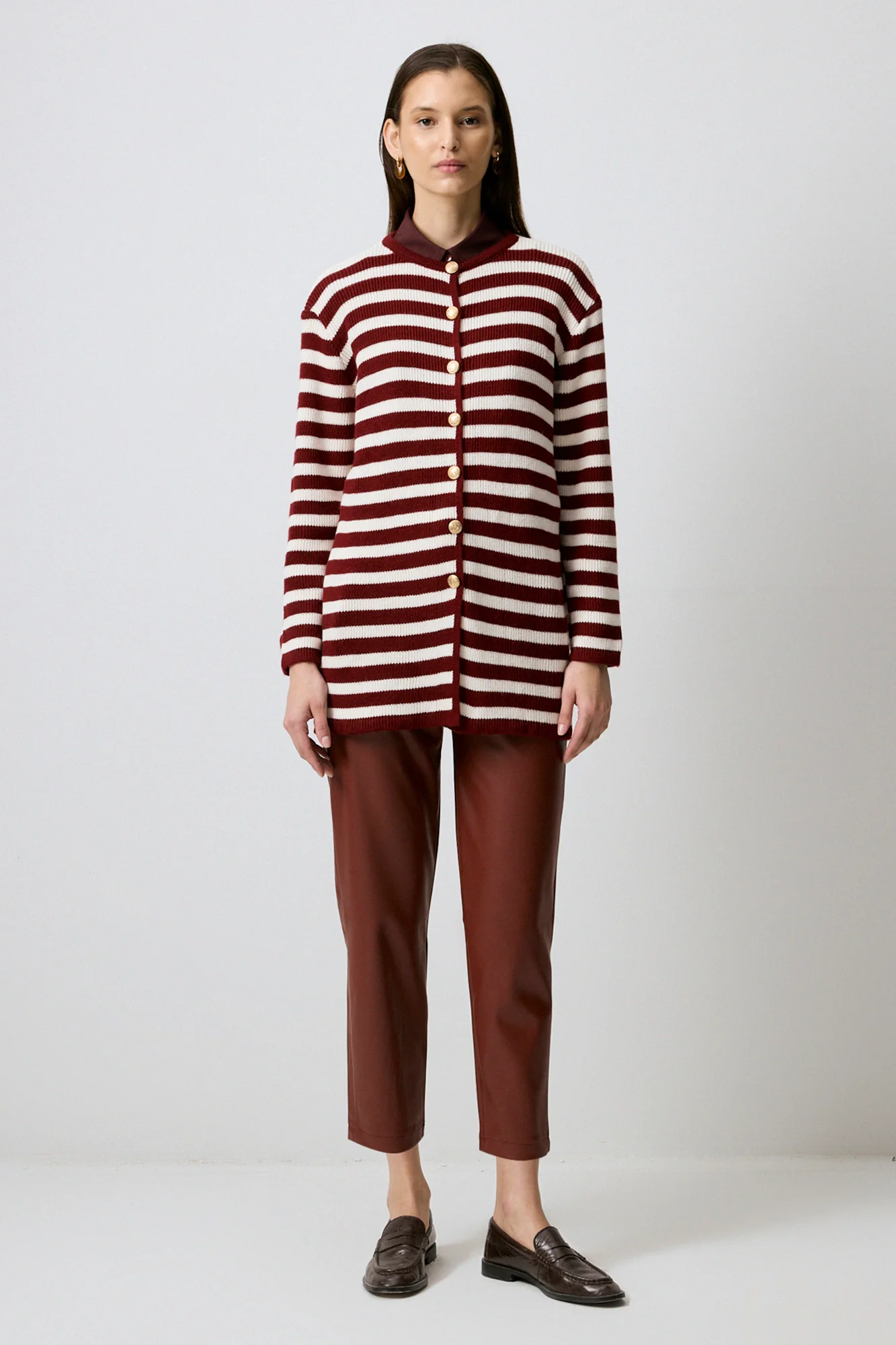 STRIPED LONG CARDIGAN WITH GOLD BUTTONS - Image 7