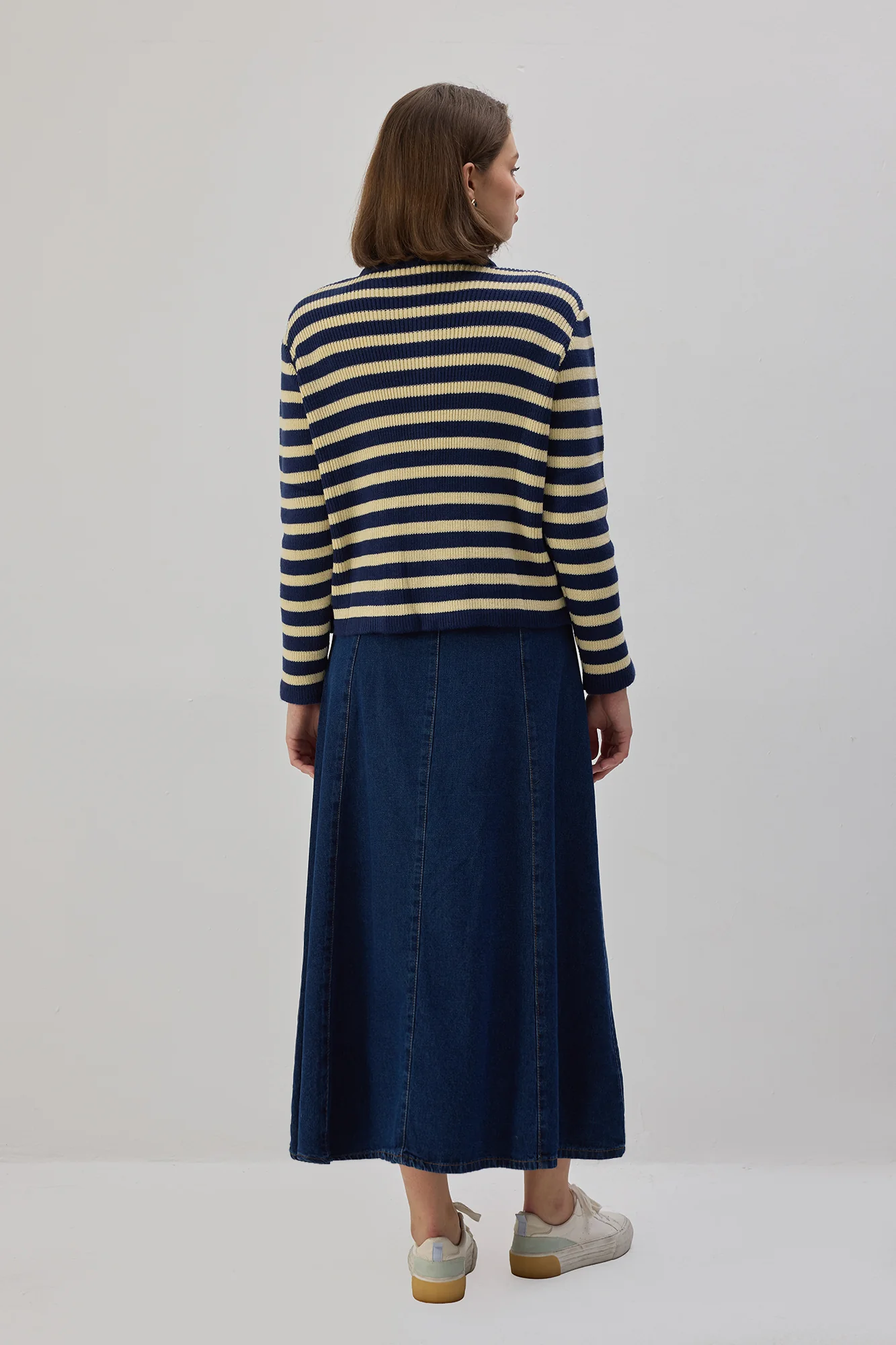 STRIPED SHORT CARDIGAN WITH GOLD BUTTONS - Image 5