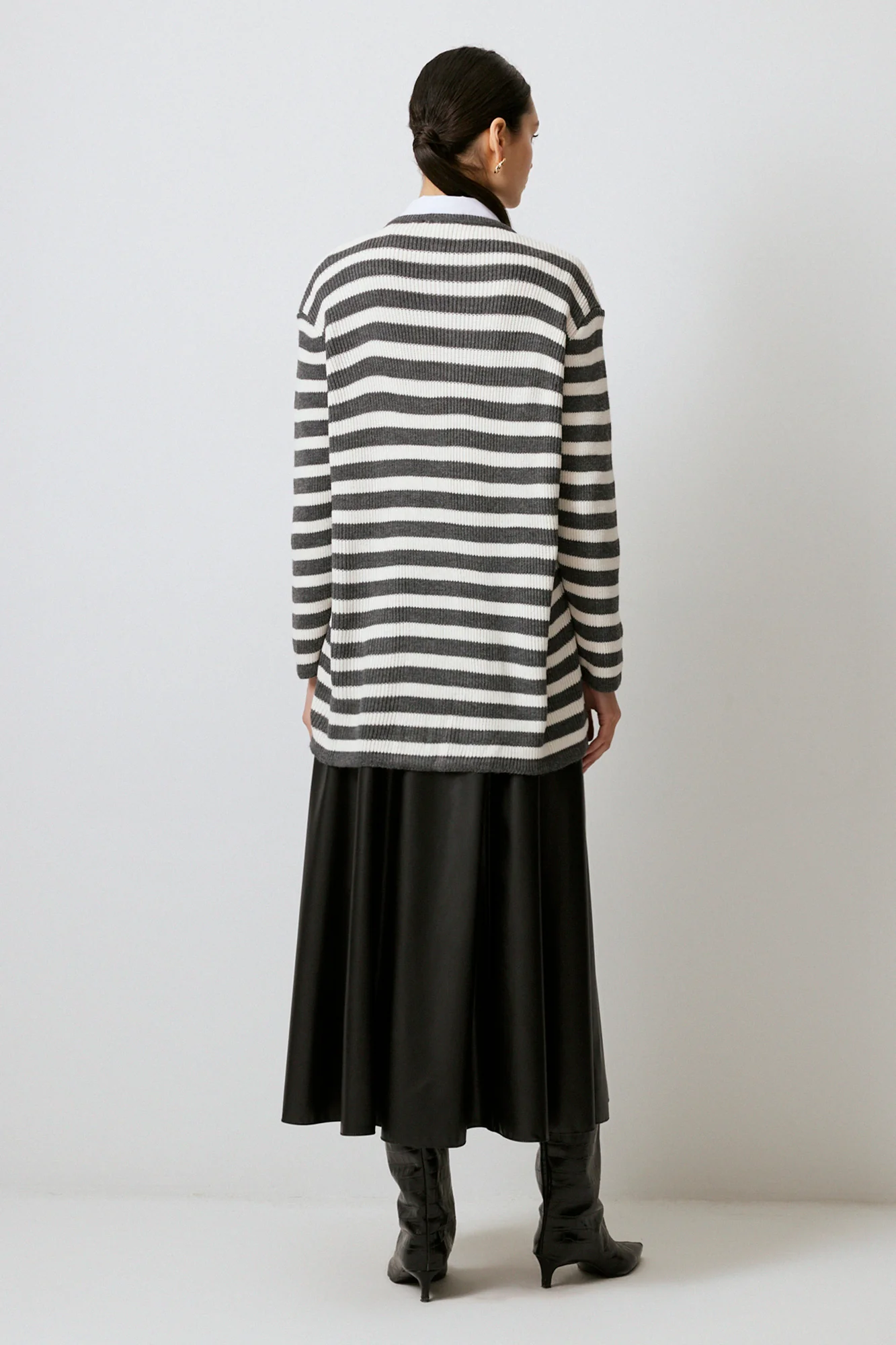 STRIPED LONG CARDIGAN WITH GOLD BUTTONS - Image 4