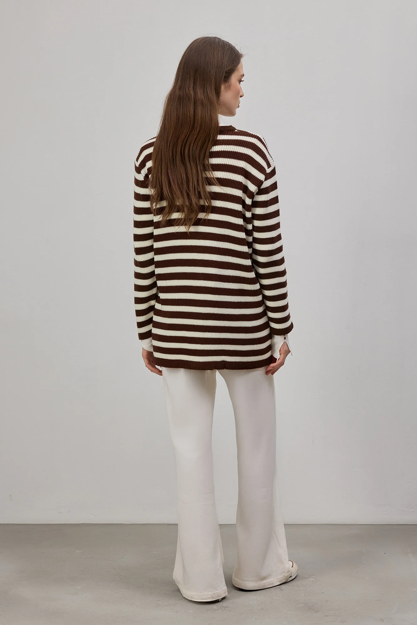 STRIPED LONG CARDIGAN WITH GOLD BUTTONS - Image 7