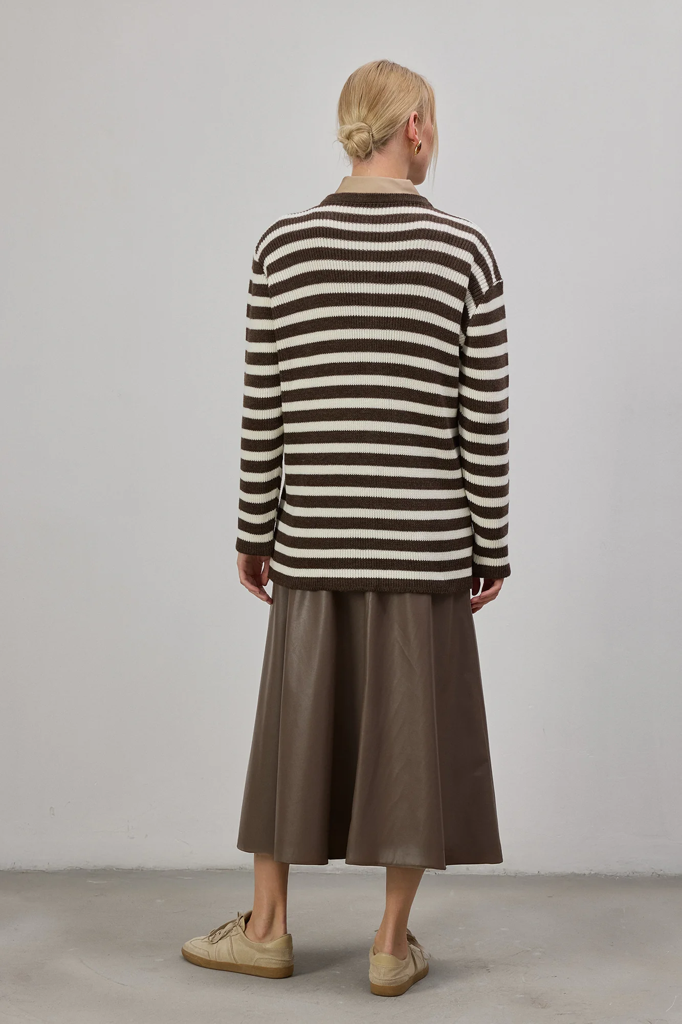 STRIPED LONG CARDIGAN WITH GOLD BUTTONS - Image 7