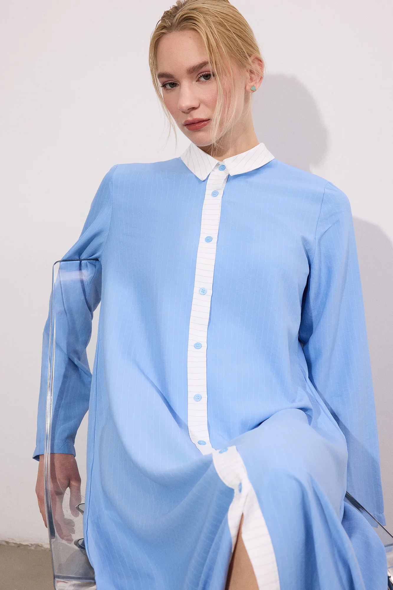STRIPED SHIRT DRESS - Image 3