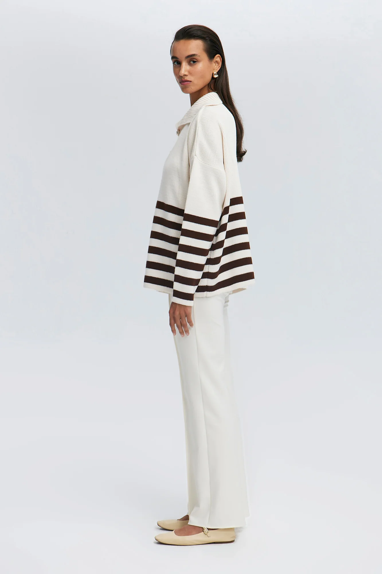 STRIPED SWEATER WITH BUTTON DETAIL - Image 3