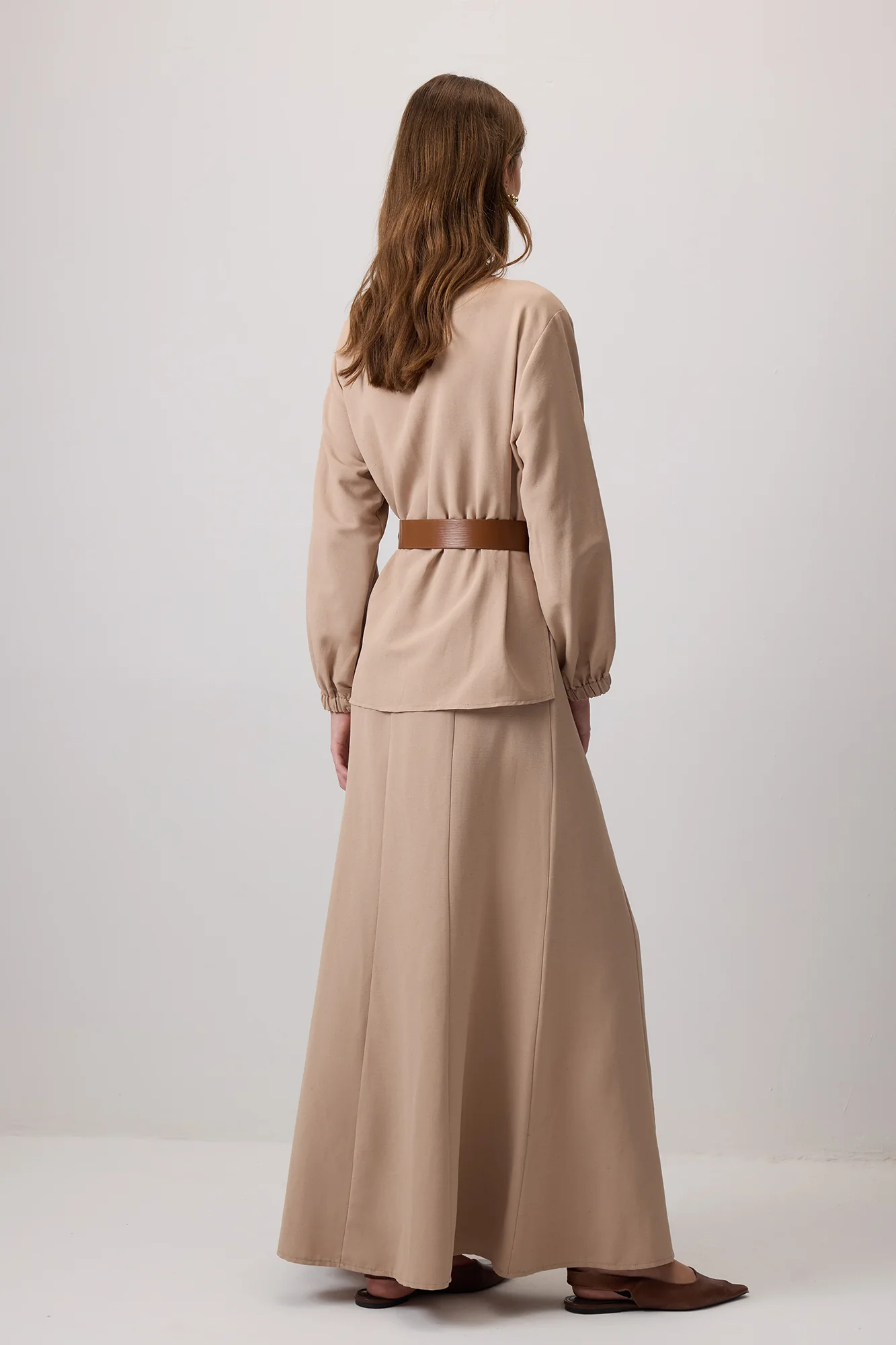 TEXTURED BELTED SHIRT SKIRT SET - Image 4
