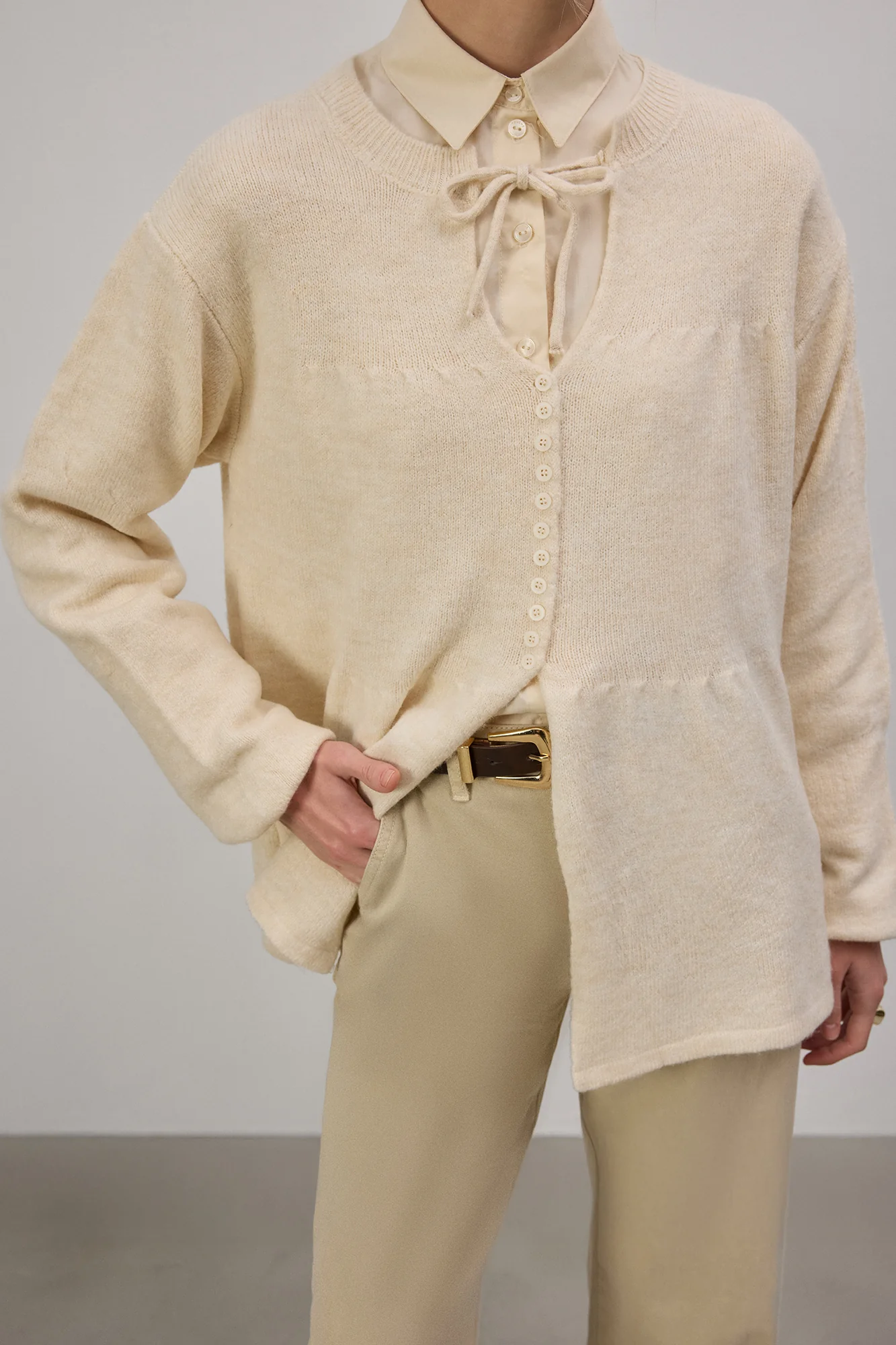 TIE-UP KNITTED CARDIGAN - Image 5