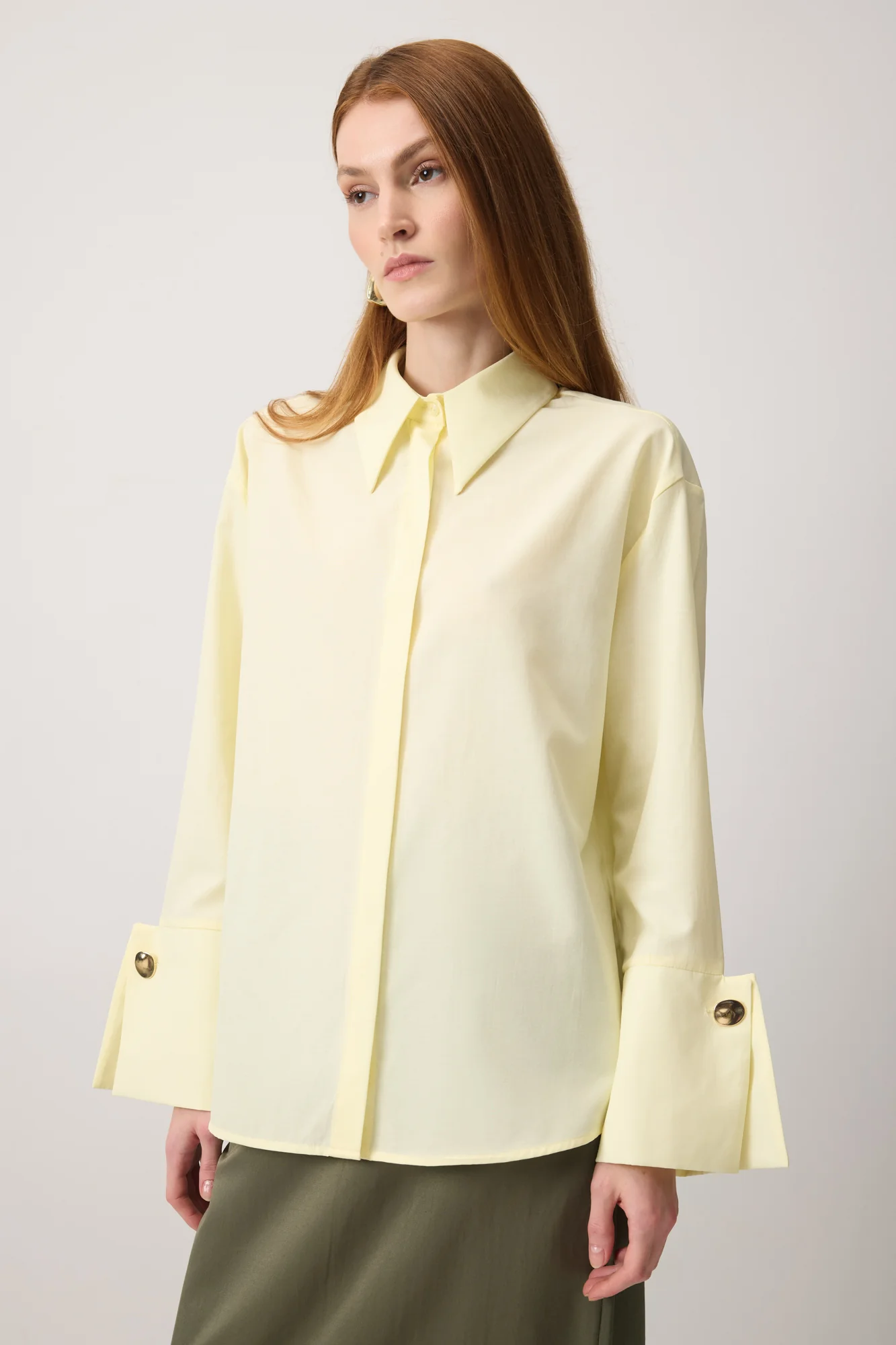 WIDE CUFF CROP POPLIN SHIRT - Image 3
