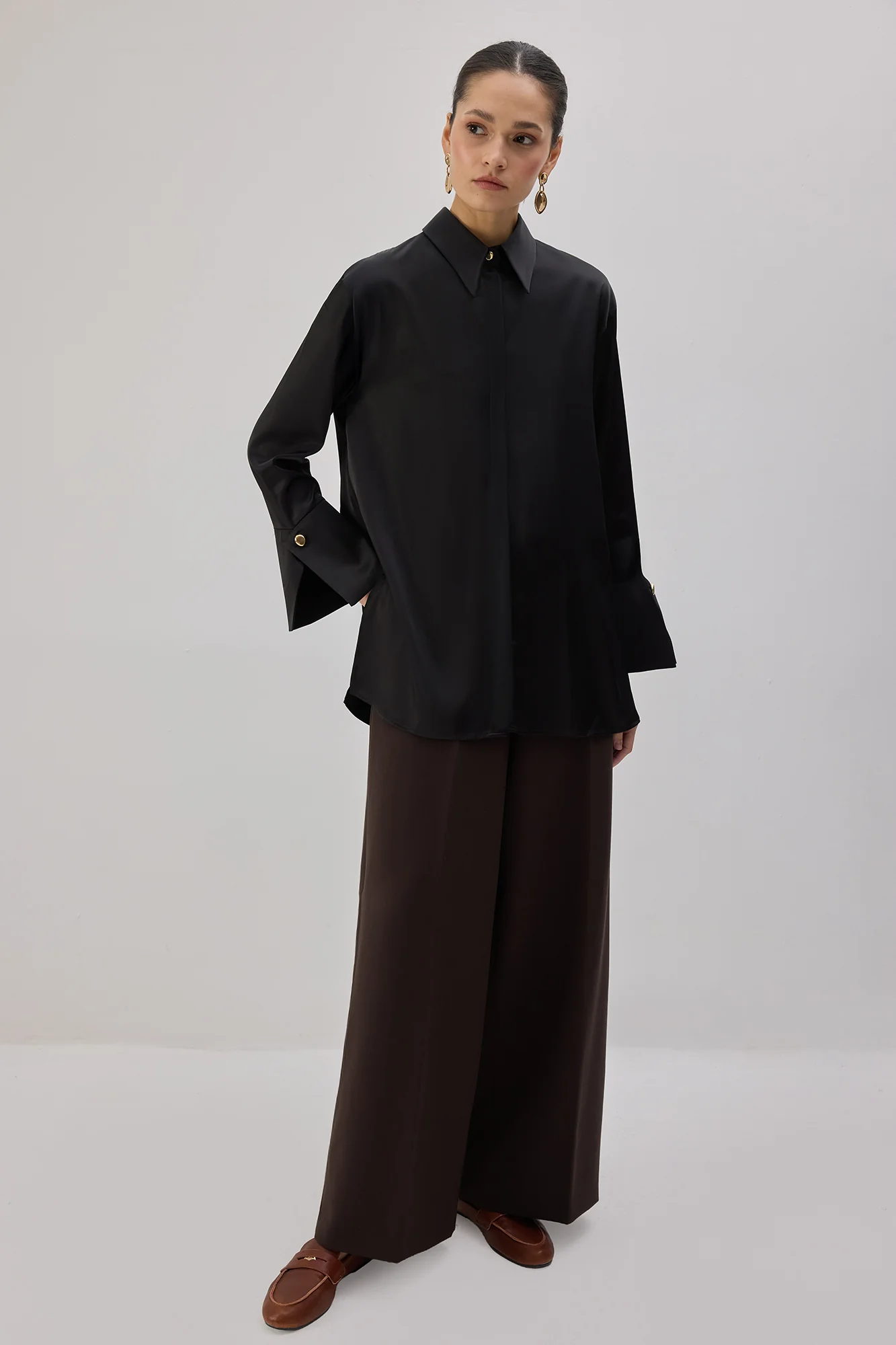 WIDE CUFF SATIN SHIRT - Image 2