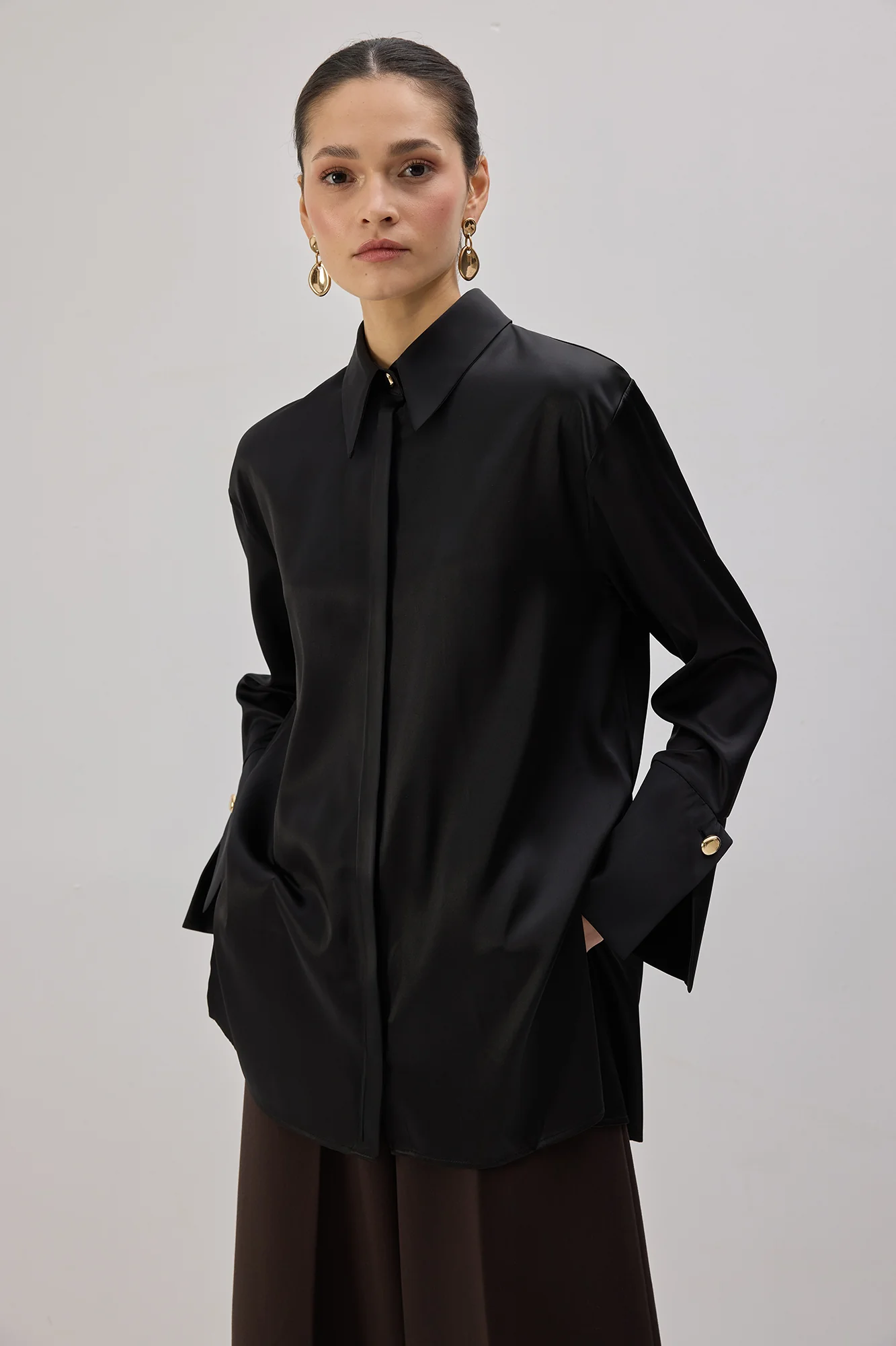 WIDE CUFF SATIN SHIRT - Image 3