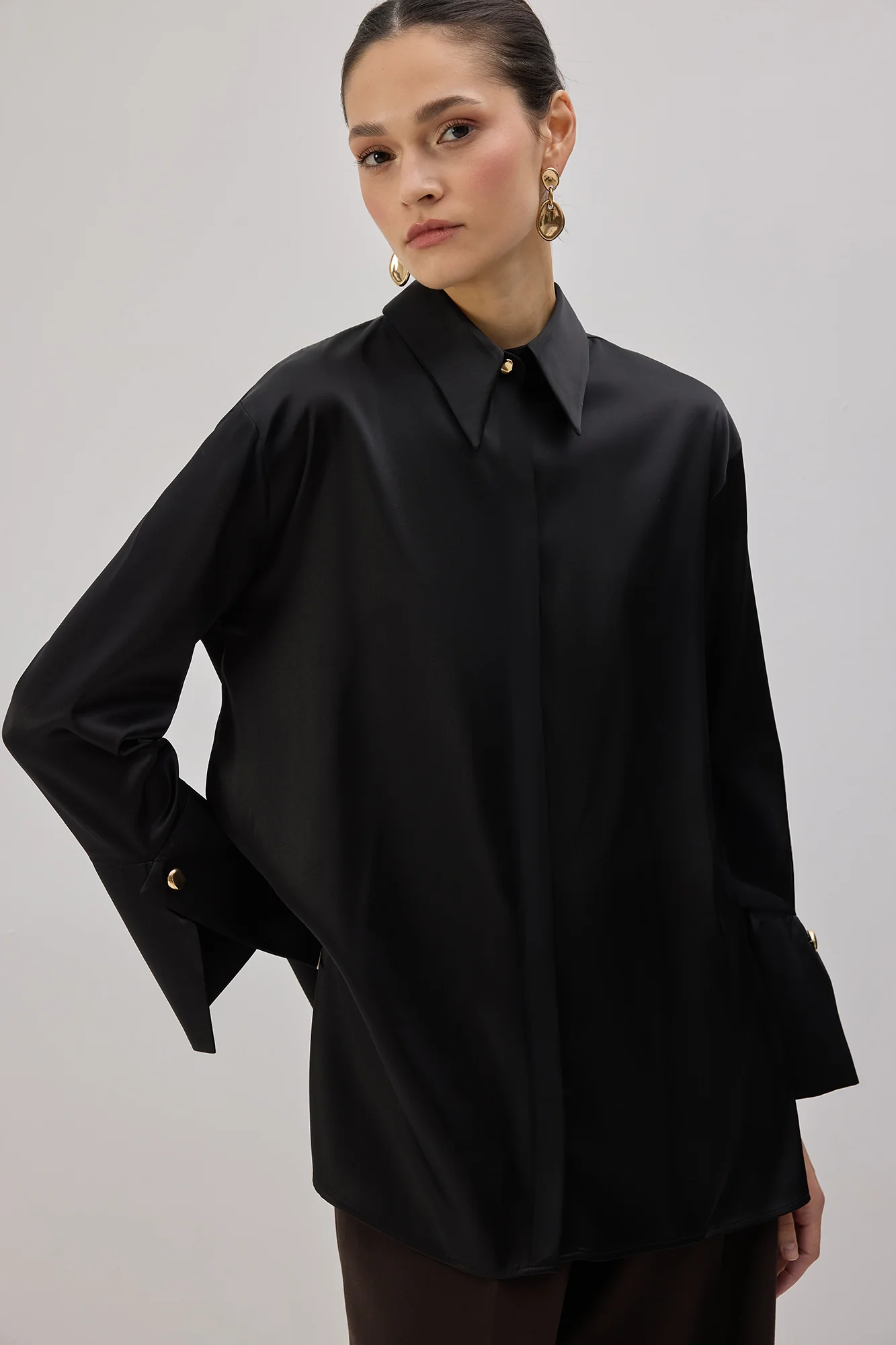 WIDE CUFF SATIN SHIRT - Image 4