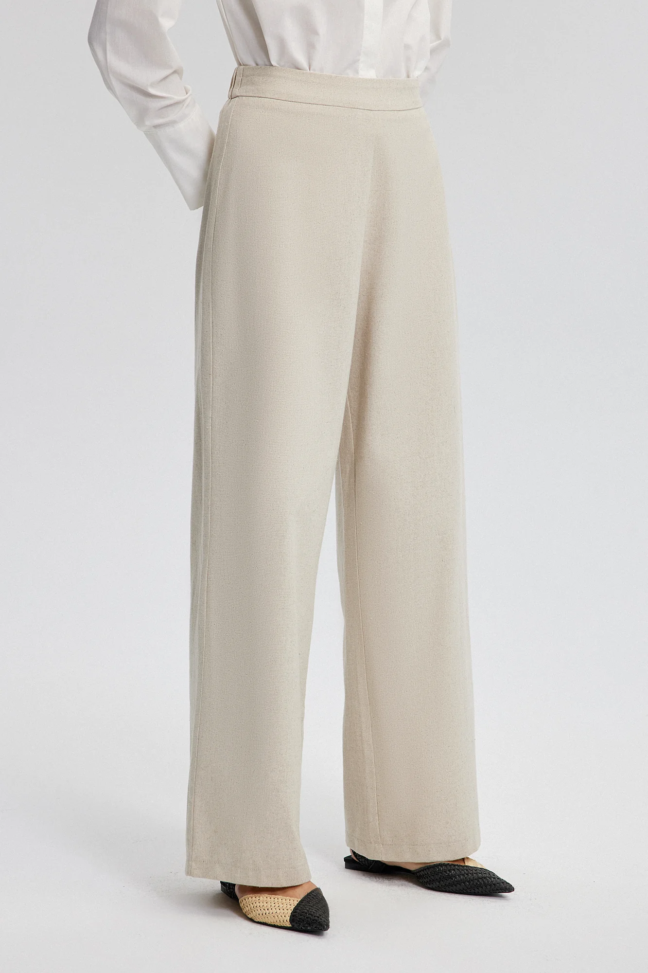 WIDE LEG LINEN TROUSERS - Image 3