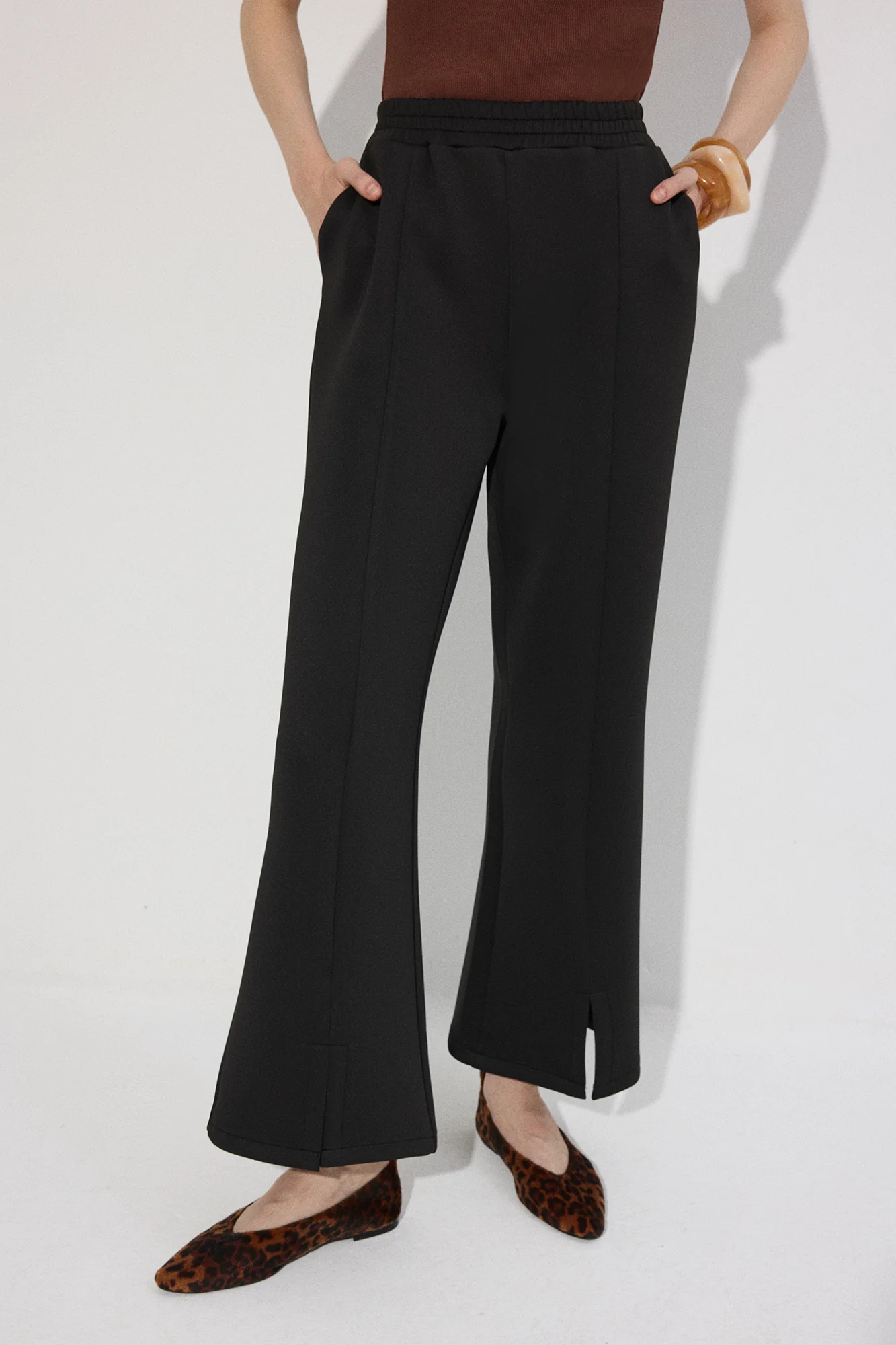 SLIT DETAILED SCUBA TROUSERS - Image 3